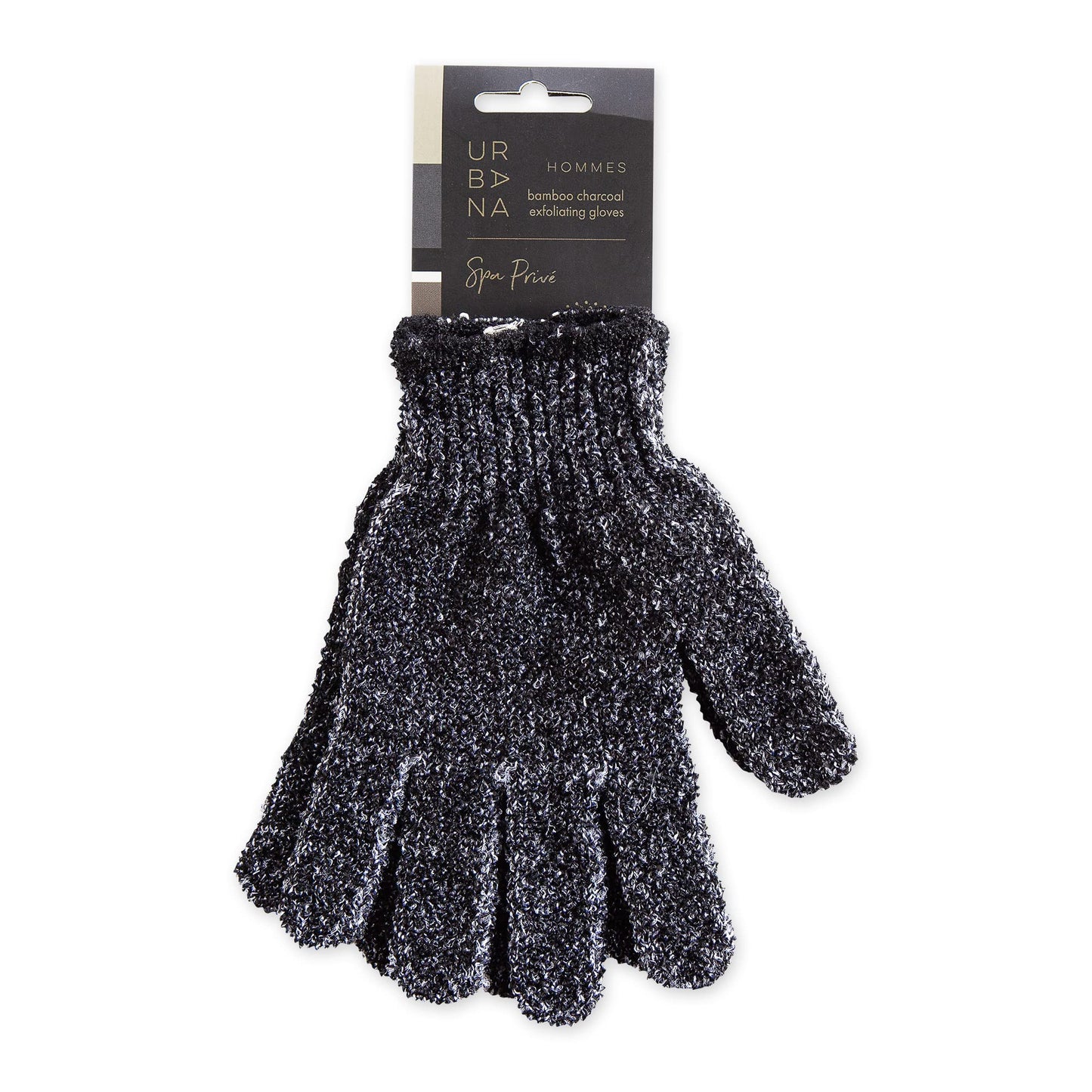 Urbana Spa Prive Men's Bamboo Charcoal Collection, Exfoliating Gloves