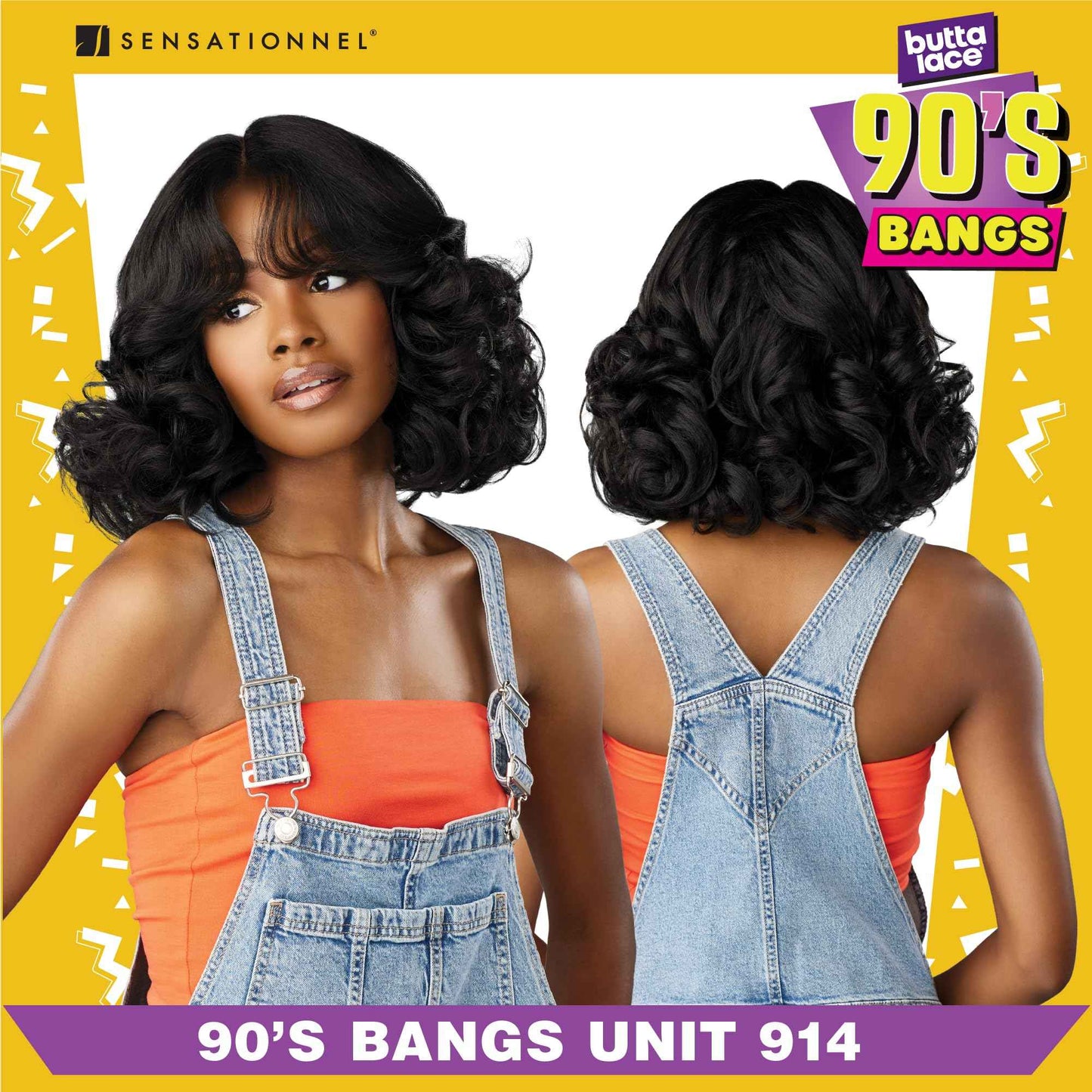 Sensationnel Butta Lace 90Sbangs Wigs - Unit 914 Glueless Wide Deep Part Synthetic Preplucked Hairline (BEIGEBLONDE)