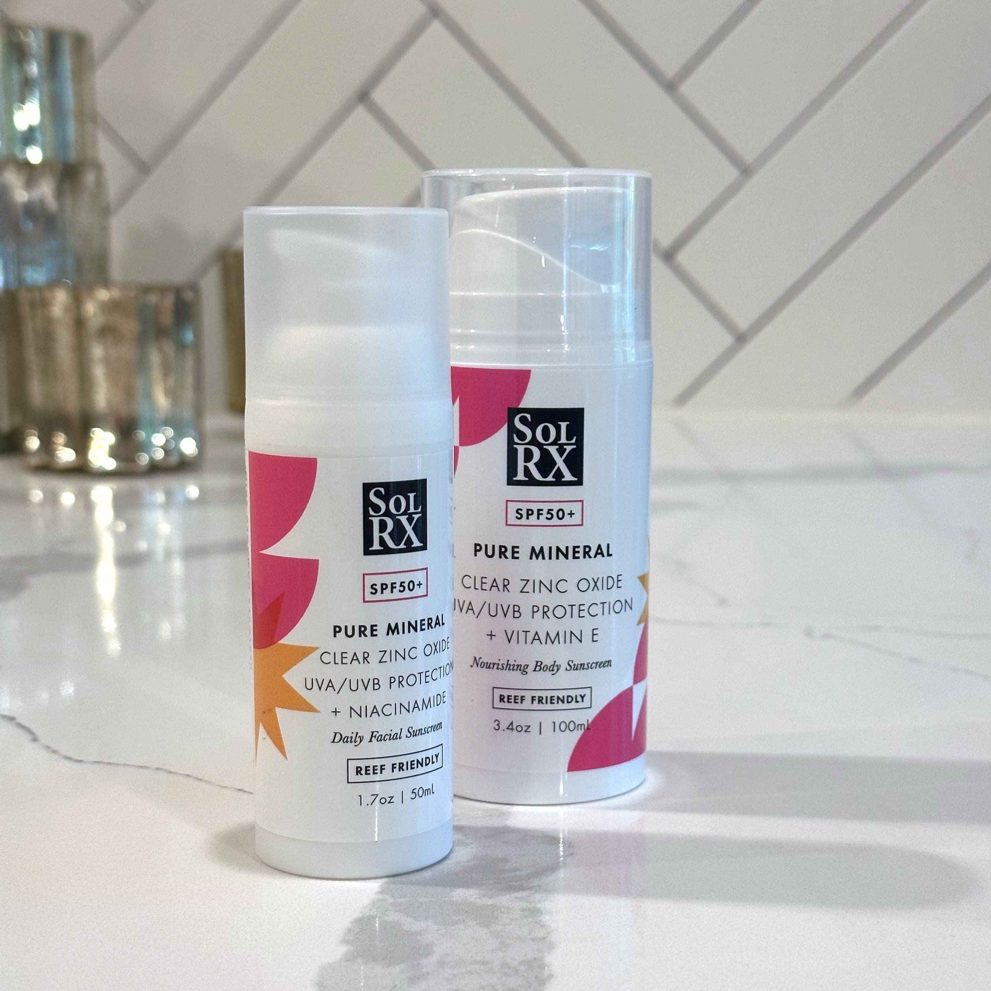 SolRX Pure Mineral SPF 50+ Face Sunscreen - 1.7oz Zinc Oxide Sunscreen with Niacinamide, Daily Facial Sunscreen, Reef Safe Sunscreen