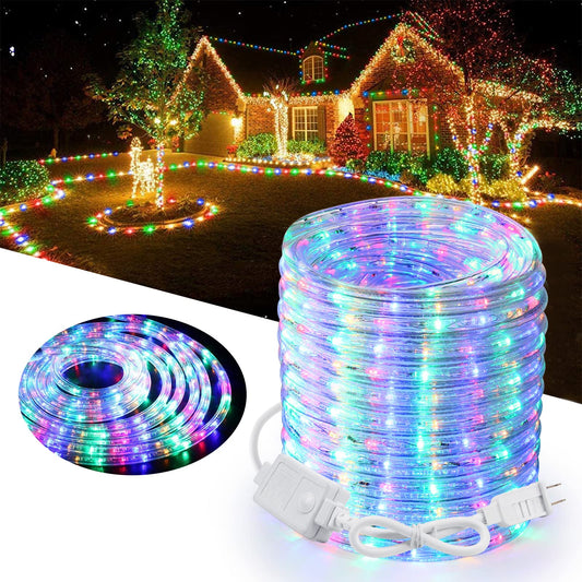 Toodour LED Rope Lights, 32.8ft 240 LED Christmas Tube String Lights, Connectable Indoor Outdoor Clear Tube Decorative Lighting for Garden, Patio, Bedroom, Party, Wedding, Christmas Decor - Multicolor