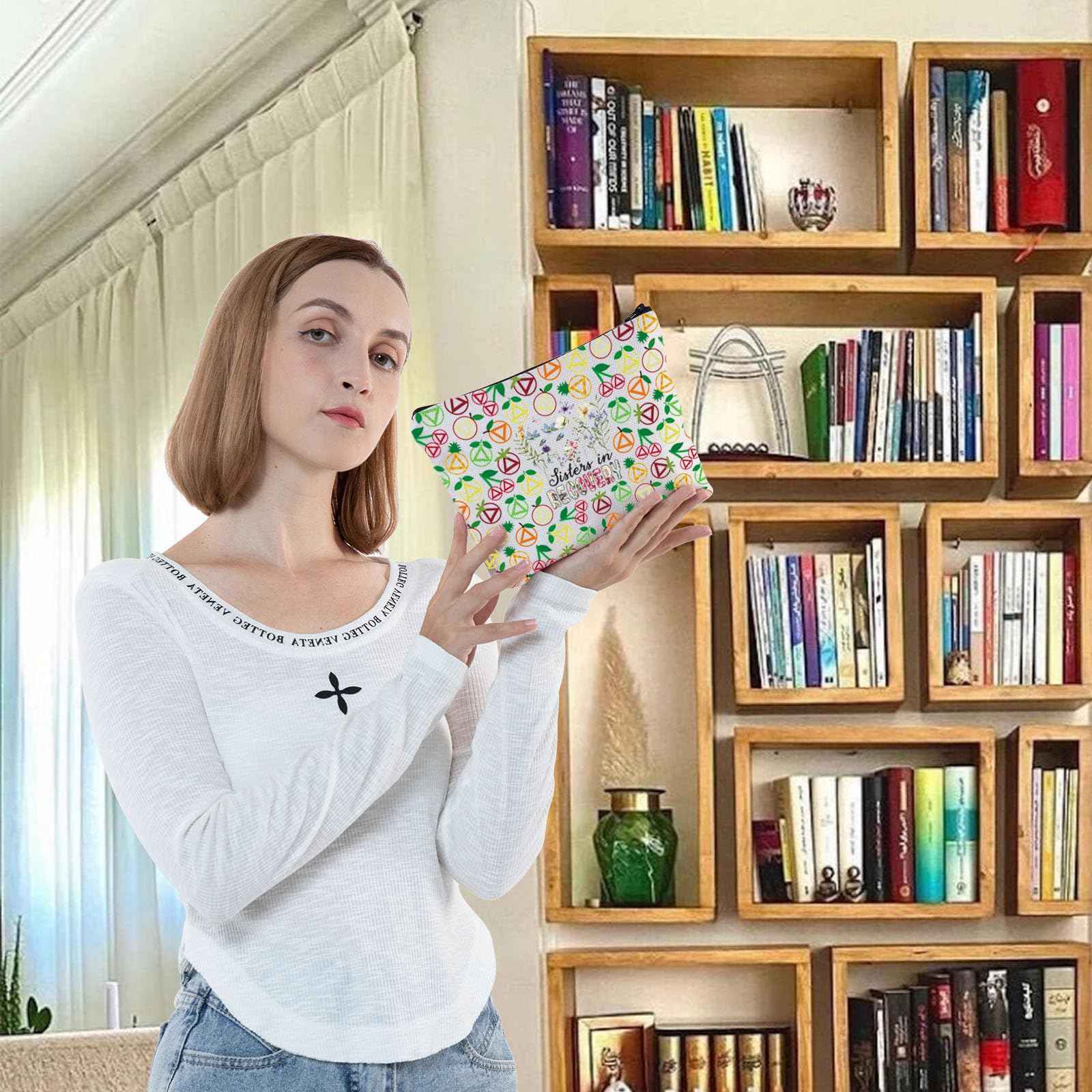 G2TUP Sobriety Gifts for Women Makeup Bag Inspirational Sober Recovery AA NA Gift Sisters in Recovery 12 Step Gift (Sisters in New)