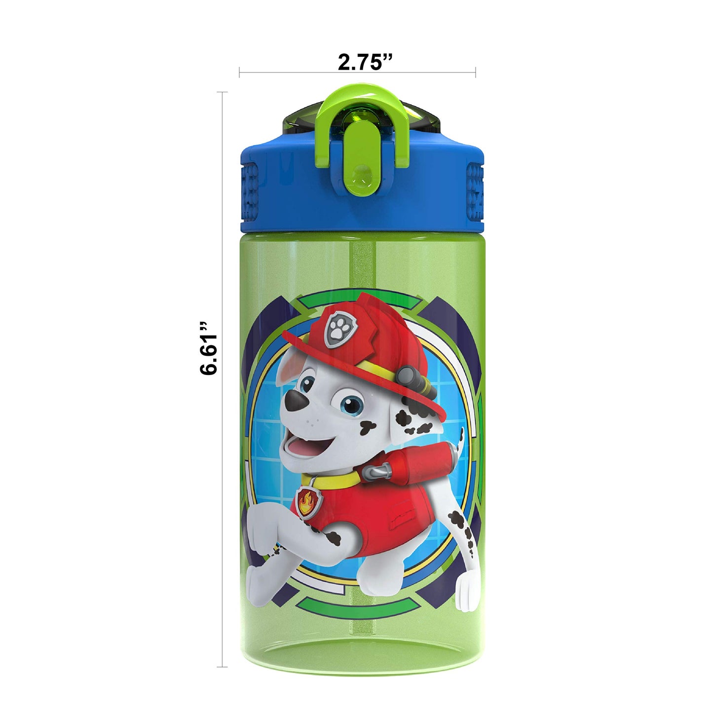 Zak Designs Paw Patrol Kids Spout Cover and Built-in Carrying Loop Made of Plastic, Leak-Proof Water Bottle Design (Rocky, Rubble & Chase, 16 oz, BPA-Free)