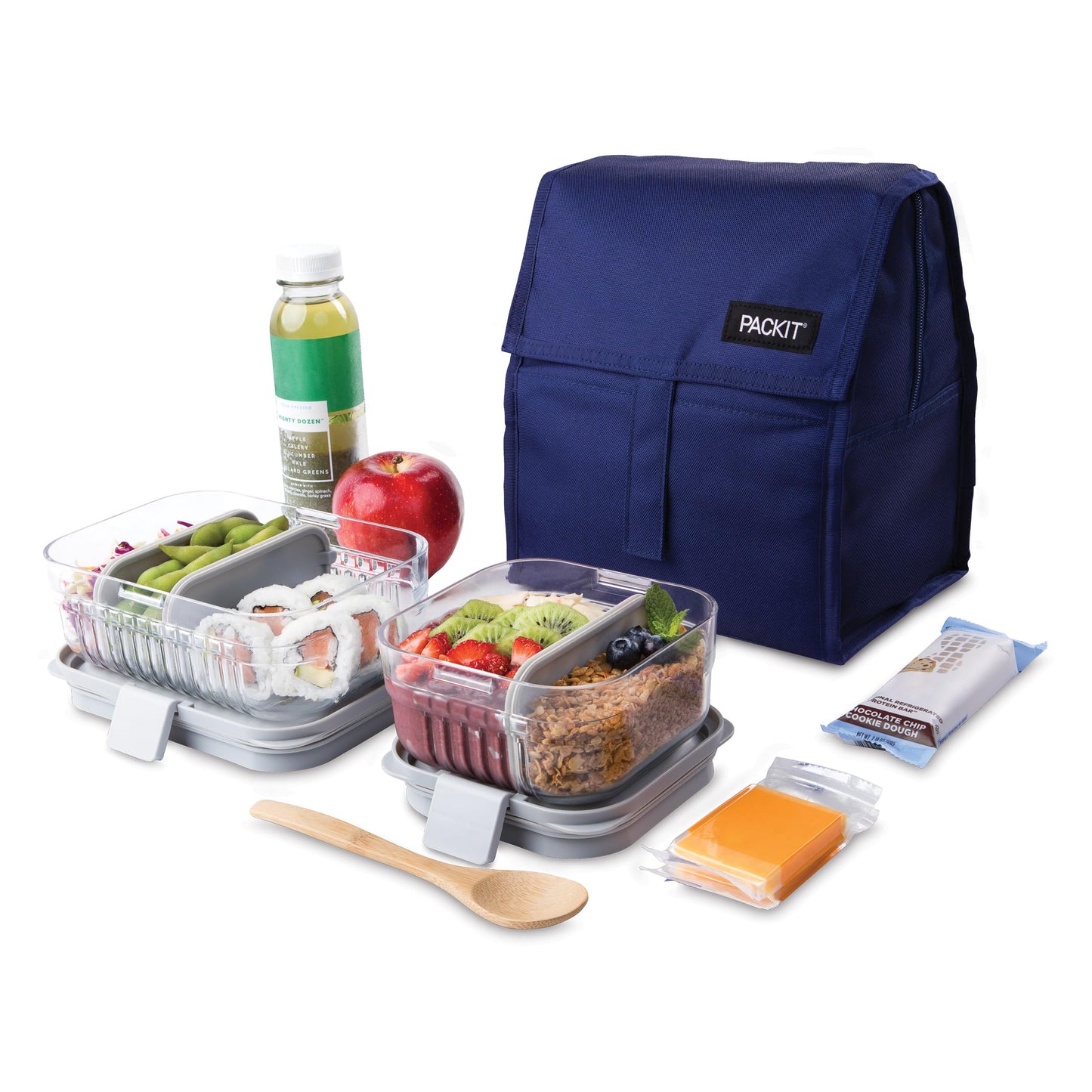 PackIt® Freezable Lunch Bag, True Blue, Built with EcoFreeze® Technology, Foldable, Reusable, Zip and Velcro Closure with Buckle Handle, Designed for Work Lunches and Fresh Lunch On the Go