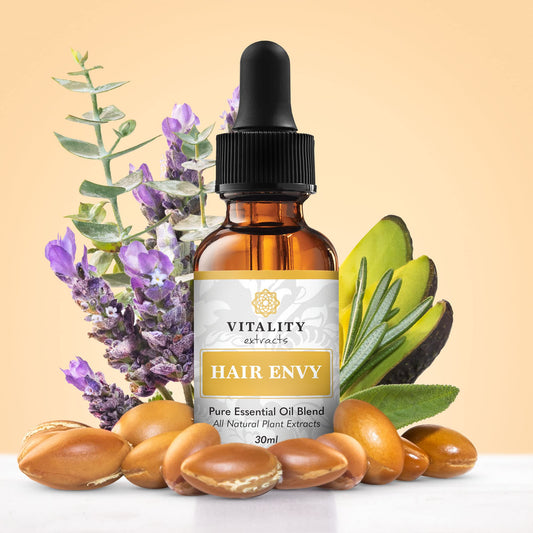 Hair Envy - Natural Hair Growth Serum (by Vitality Extracts) - 100% Pure Essential Oils, 15 Plant Extracts, No Synthetics, No Parabens - Safe For All Hair Types, Formulated for Women and Men All Ages.