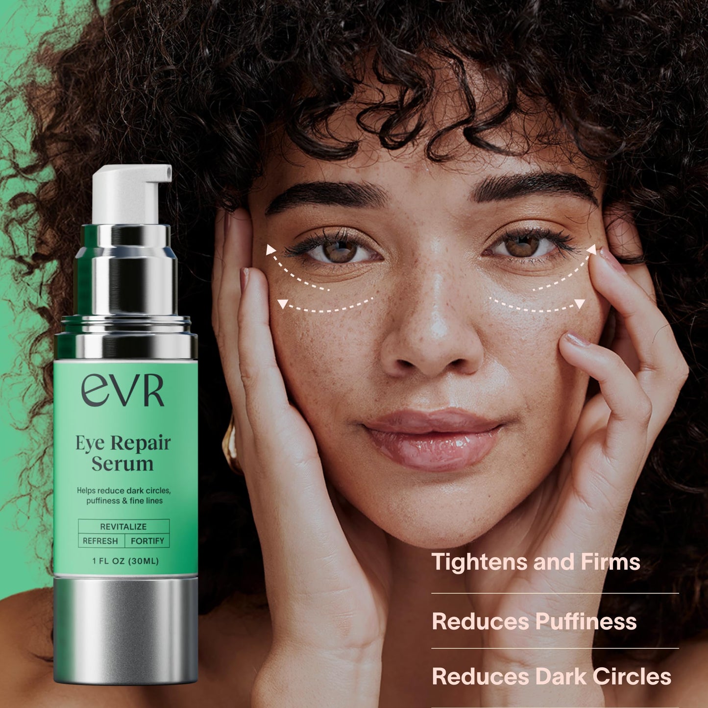 EVR BEAUTY - Caffeine Eye Cream for Dark Circles Puffiness and Wrinkles - Fragrance Free - Anti-aging Eye Care for Sensitive Skin - Made in the USA for Men and Women - 1 Oz