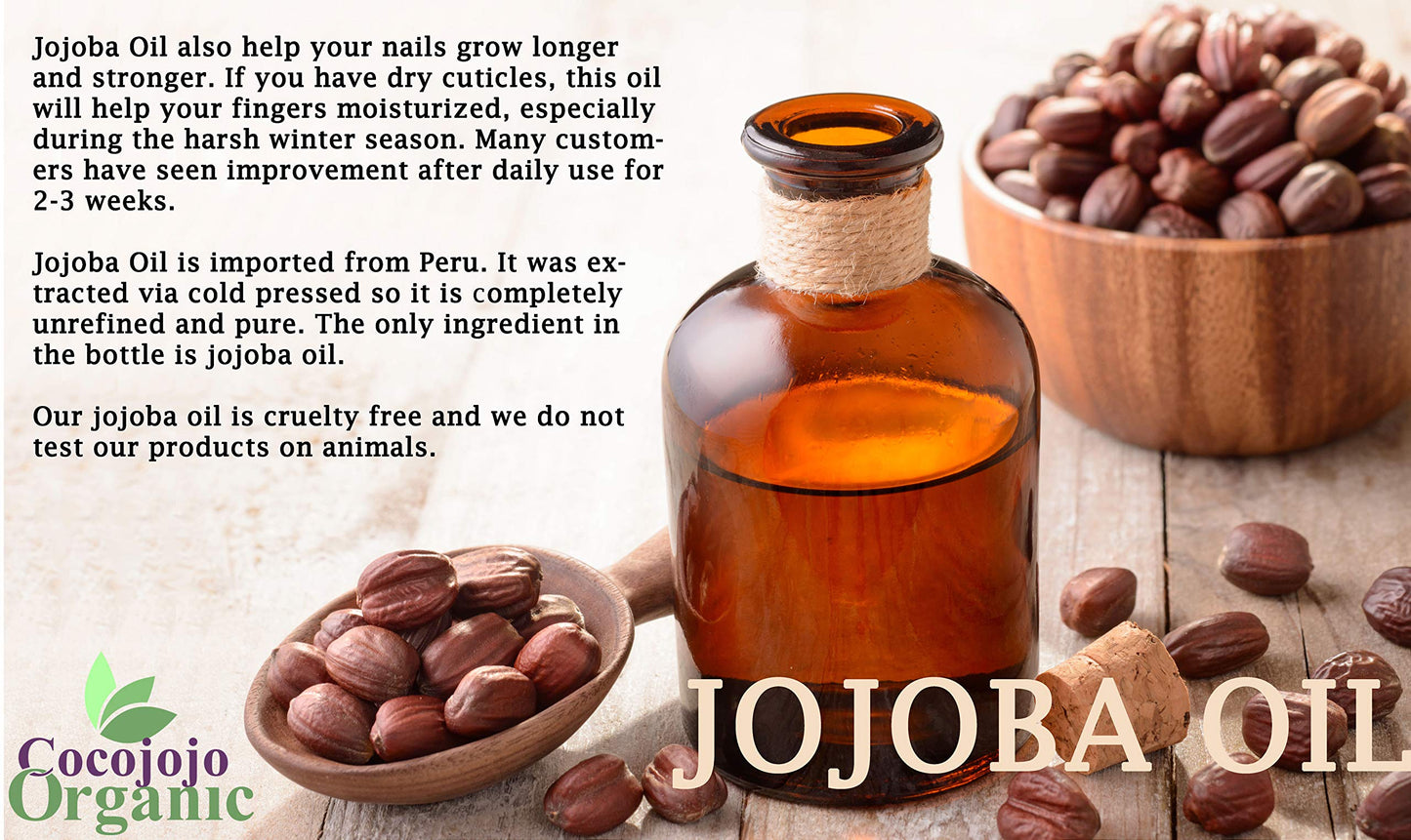 Jojoba Oil 4 oz 100% Pure Natural Cold Pressed Unrefined Extra Virgin - for Hair Skin Body Nail and Beard - Moisturizes, Soothes, Hydrates, & Nourishes