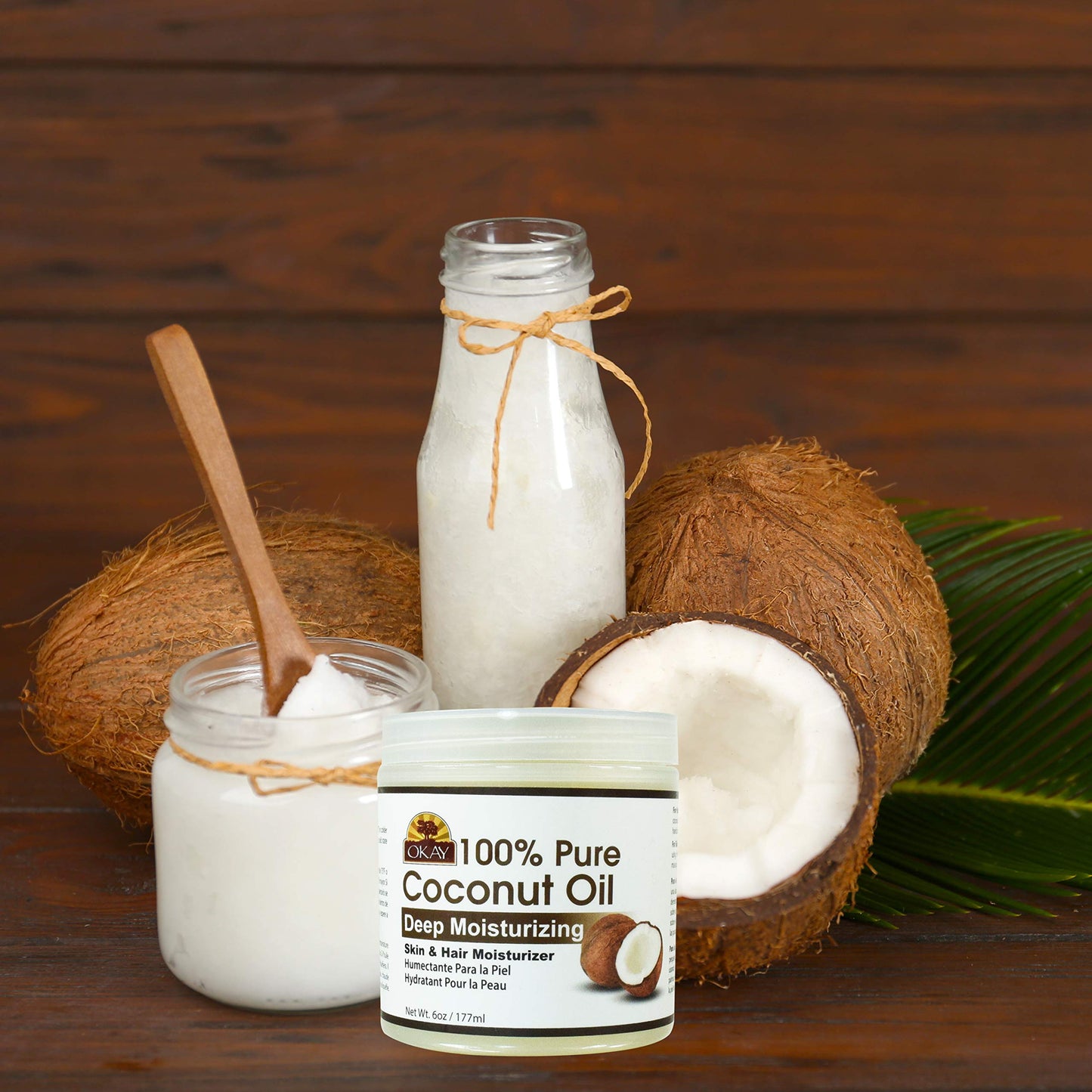 Okay 100% COCONUT OIL for HAIR and SKIN in JAR 6oz / 177ml (Pack of 2)