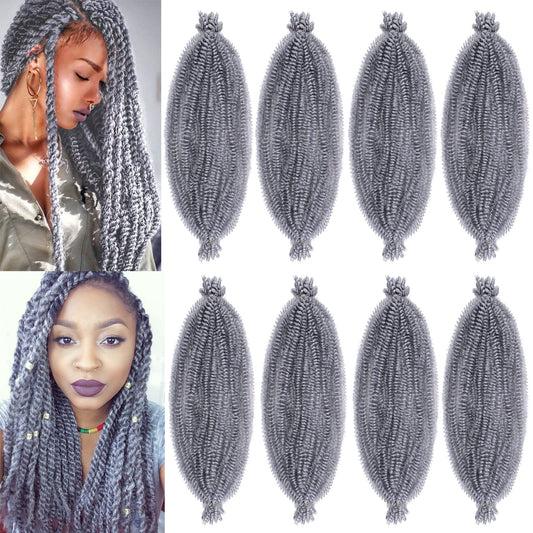 24 Inch Soft Springy Afro Twsit hair 8 Packs Pre-Separated Spring Twist Hair For Distressed Locs Marley Twist Crochet Braiding Hair Synthetic Hair Extension For Black Women (8 Strands/Pack,grey#)