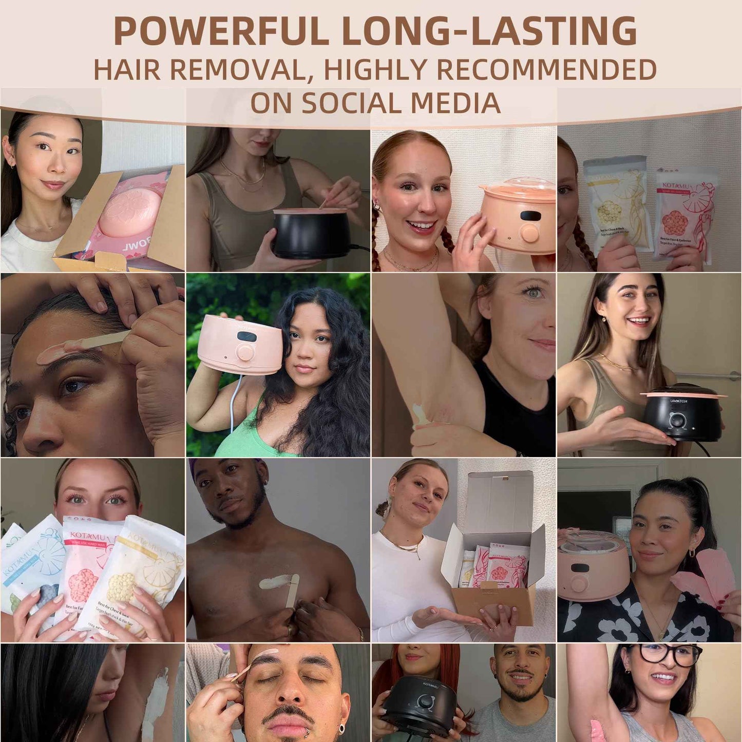 KOTAMU Hard Wax Beads, 2.5lb Waxing Beads for Full Body Bikini Brazilian Facial Leg Sensitive Skin Hair Removal, Unscented Wax Beans Target All Hair Types, Ideal for Women Men at Home & Salon Waxing