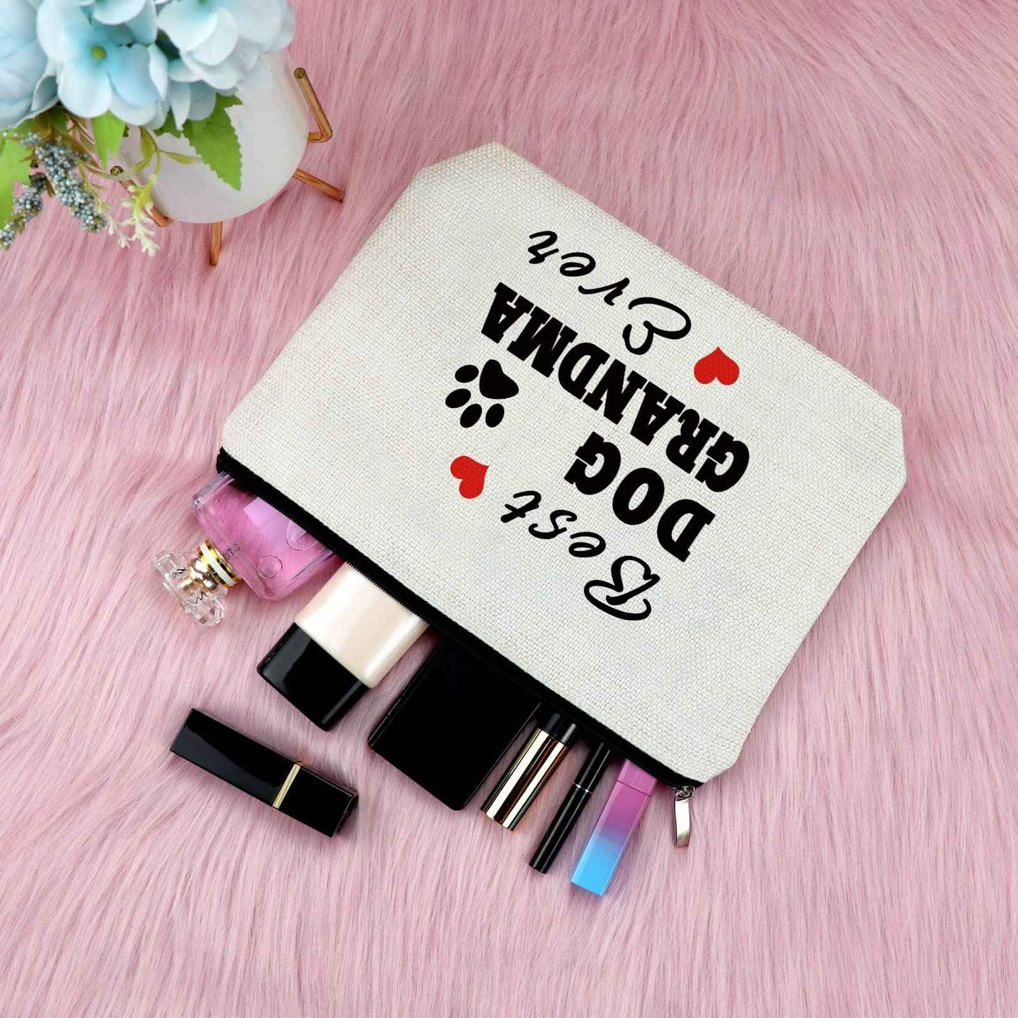 Sfodiary Dog Grandma Gifts Dogs Lovers Present Best Dog Grandma Ever Makeup Bag Pet Owner Rescue Present Cosmetic Bag Animal Lovers Gift for Women Birthday Mothers Day Gift Travel Cosmetic Pouch