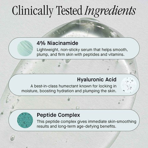 Brandefy No Needles - Niacinamide Serum, Peptides and Hyaluronic Acid. Hydrating & Plumping Serum for Bright, Smooth, Firm & Dewy Skin, 1oz, Made In The US