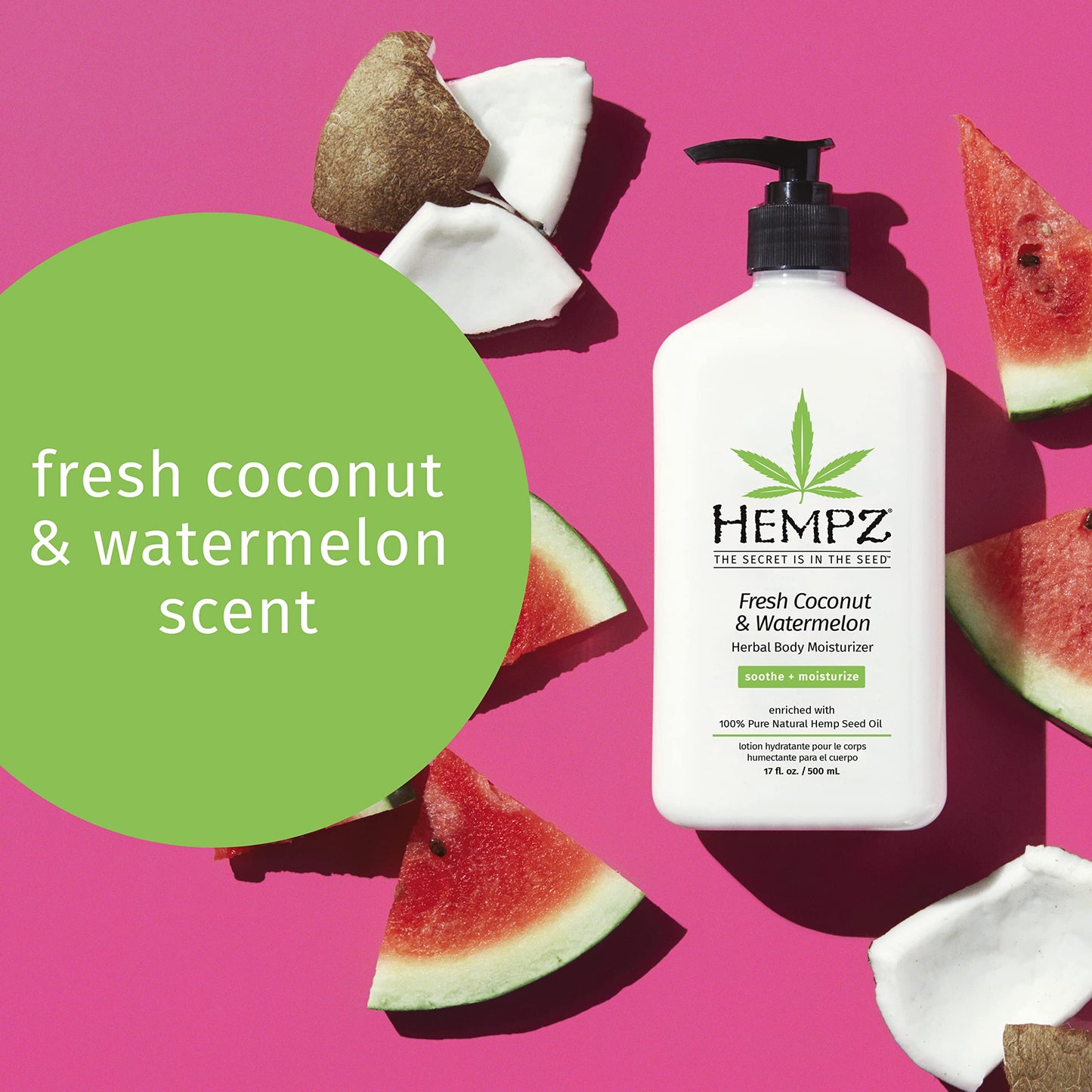 Hempz Body Lotion - Sweet Pineapple & Honey Melon + Coconut & Watermelon Daily Moisturizing Cream, Shea Butter, Aloe - Skin Care Products, Hemp Seed Oil - 17 fl oz, 2-Pack Bundle