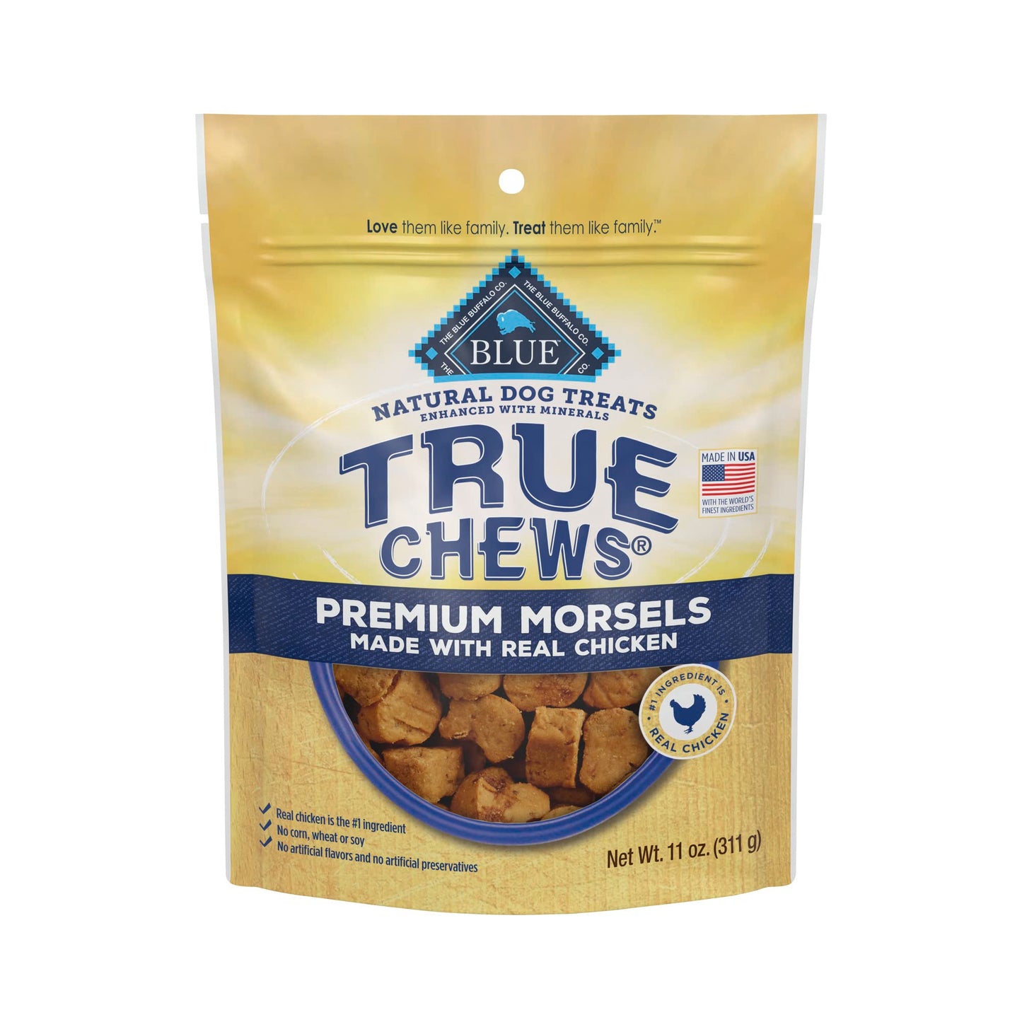 Blue Buffalo True Chews Premium Morsels Natural Dog Treats, Chicken 11 oz bag