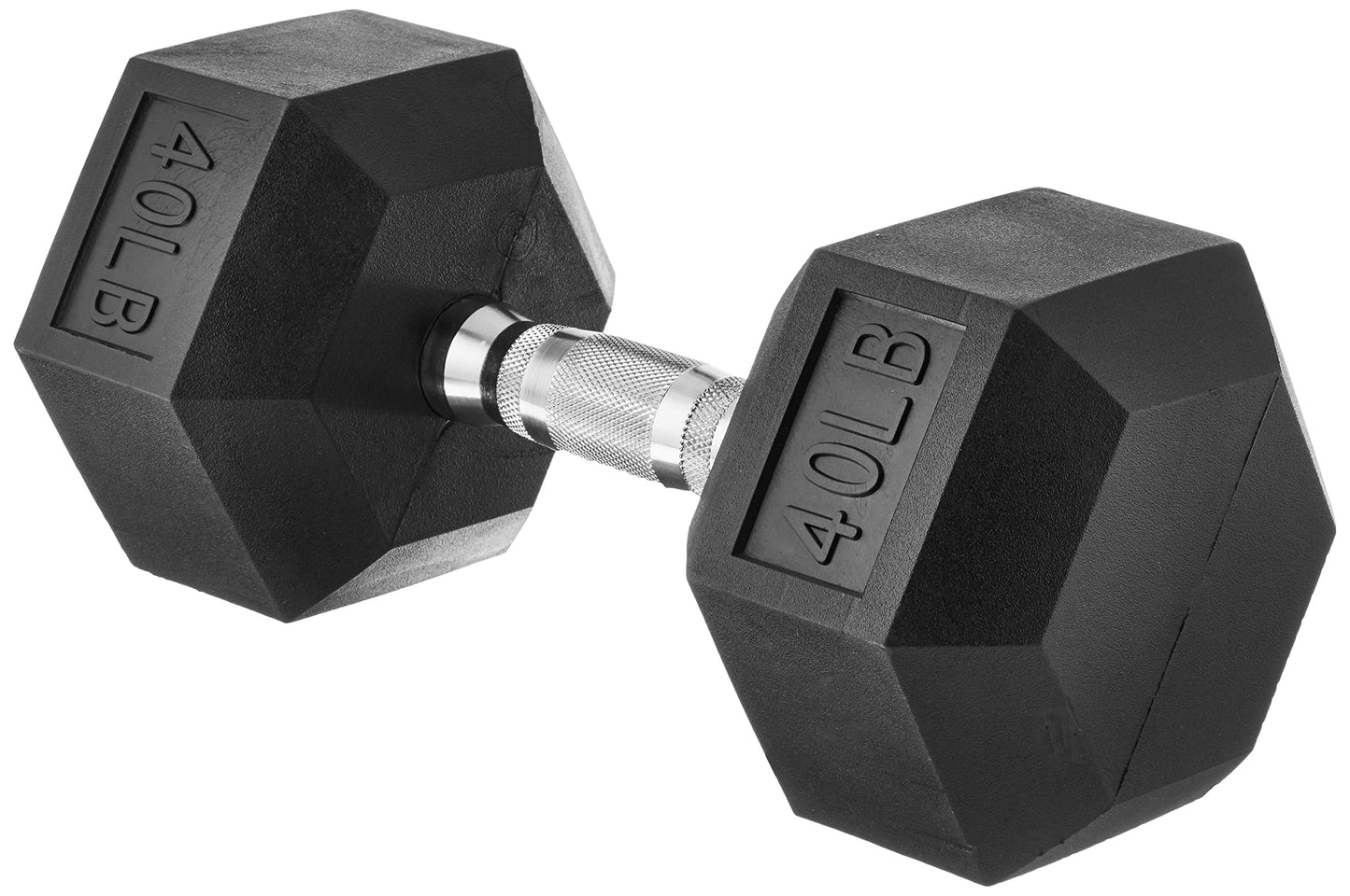 Amazon Basics Rubber Hex Dumbbell Hand Weight, 40 Pounds, Single, Black