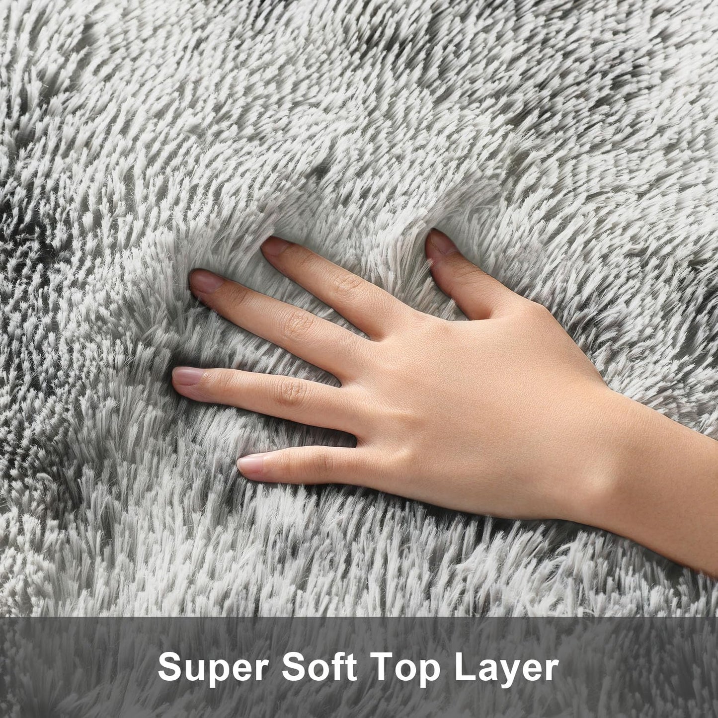 Ophanie 4x6 Tie-Dyed Grey&White Area Rugs for Bedroom Living Room, Fluffy Shag Large Fuzzy Plush Soft Throw Rug, Gray Large Shaggy Floor Big Carpets, Kids Home Decor Aesthetic, Nursery