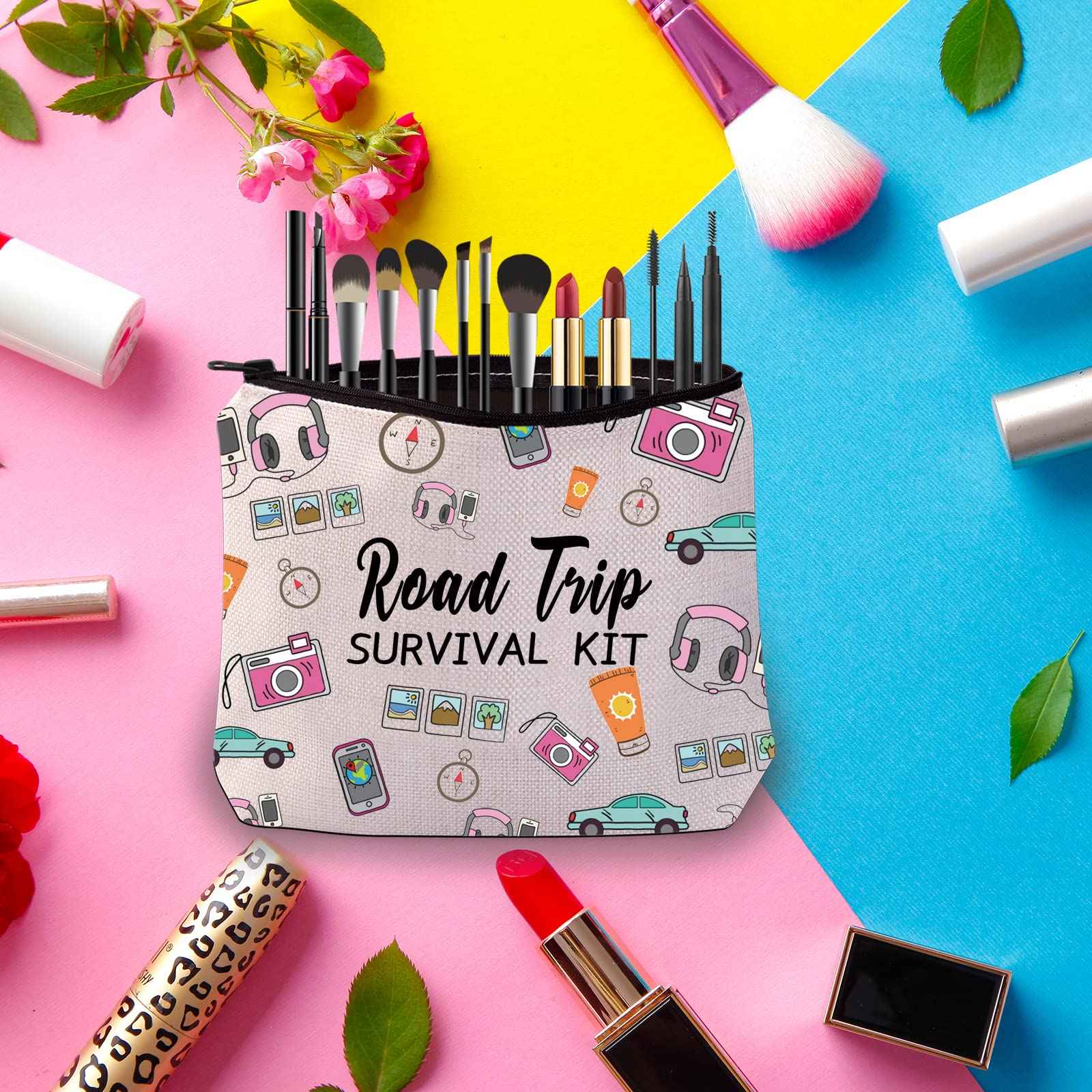 PWHAOO Friend Trip Makeup Bag Trip Survival Bag Cosmetic Bag Adventure Lover Gift Explore Gift (Trip B)