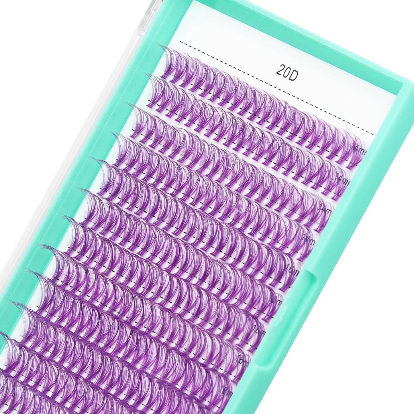 Bodermincer 20D/30D/40D/50D Cluster Large Tray 240pcs D Curl Individual Cluster Eyelashes False Eyelashes Extension Individual Eyelash Bunche Lash Cluster DIY at Home (20D Purple-14-16-18mm MIX)