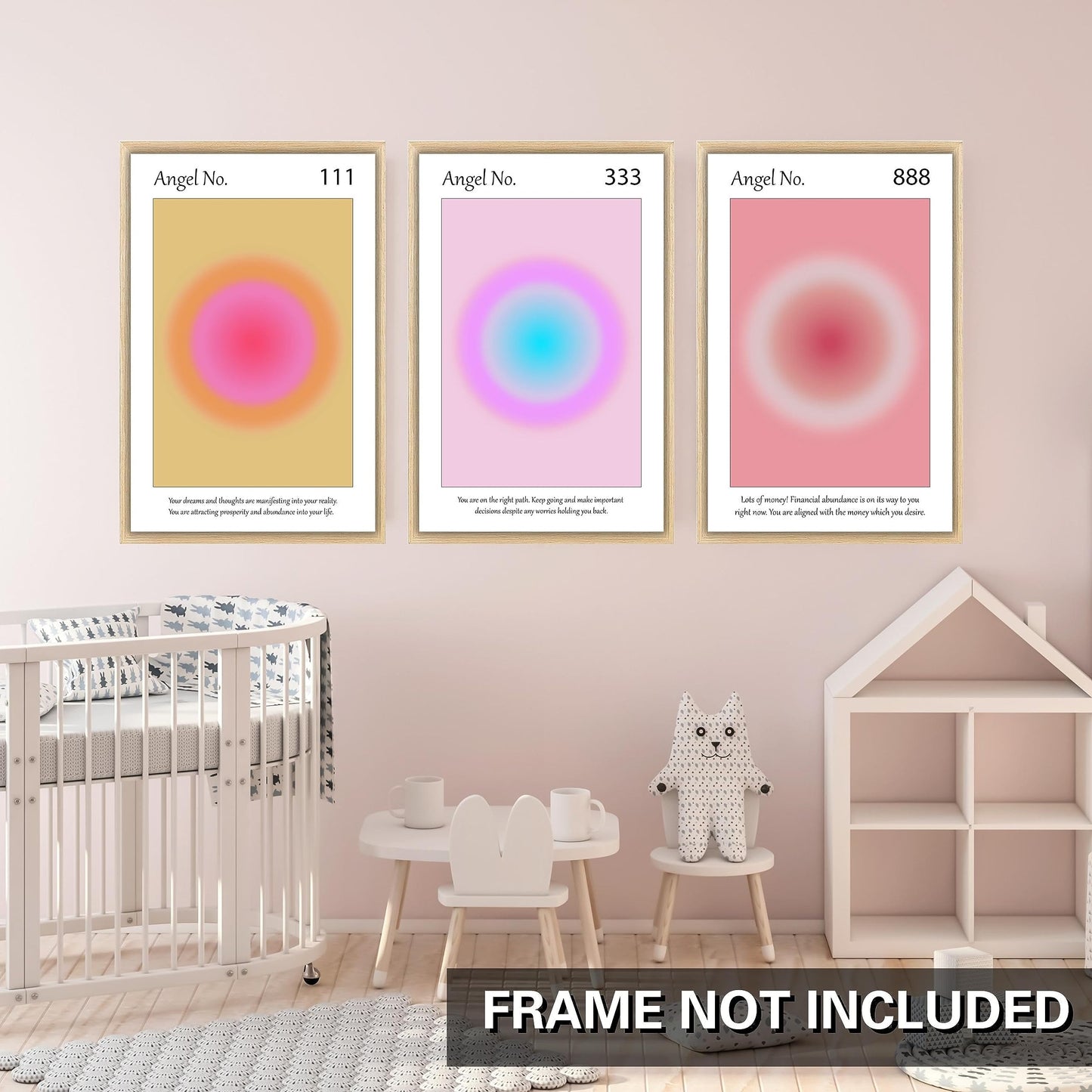 Aura Angel Numbers Poster Sets of 9 for Home Room Decor Aesthetic - Minimalist Wall Art, Positive Inspirational Quotes Poster Prints, and Aesthetic Posters for Bedroom - 11x17 in. Laminated, No Frame