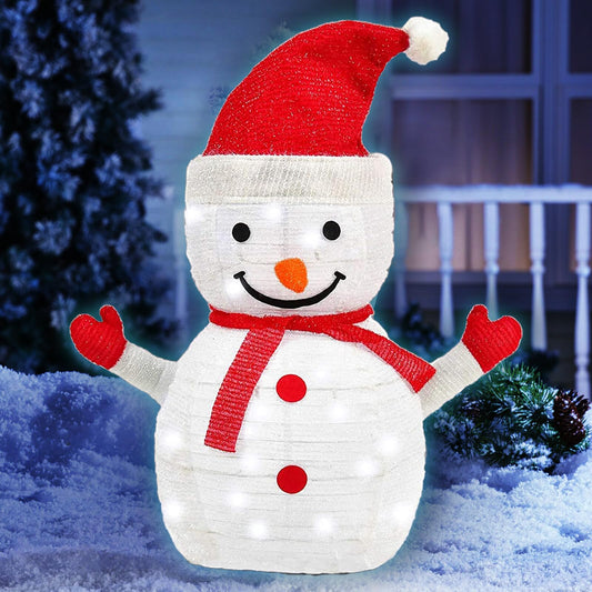 PIXFAIRY Christmas Standing Lighted Snowman Decoration, Battery Operated Light-Up Christmas Decorations for porches, lawns, Yards, Indoor and Outdoor (2.75ft)