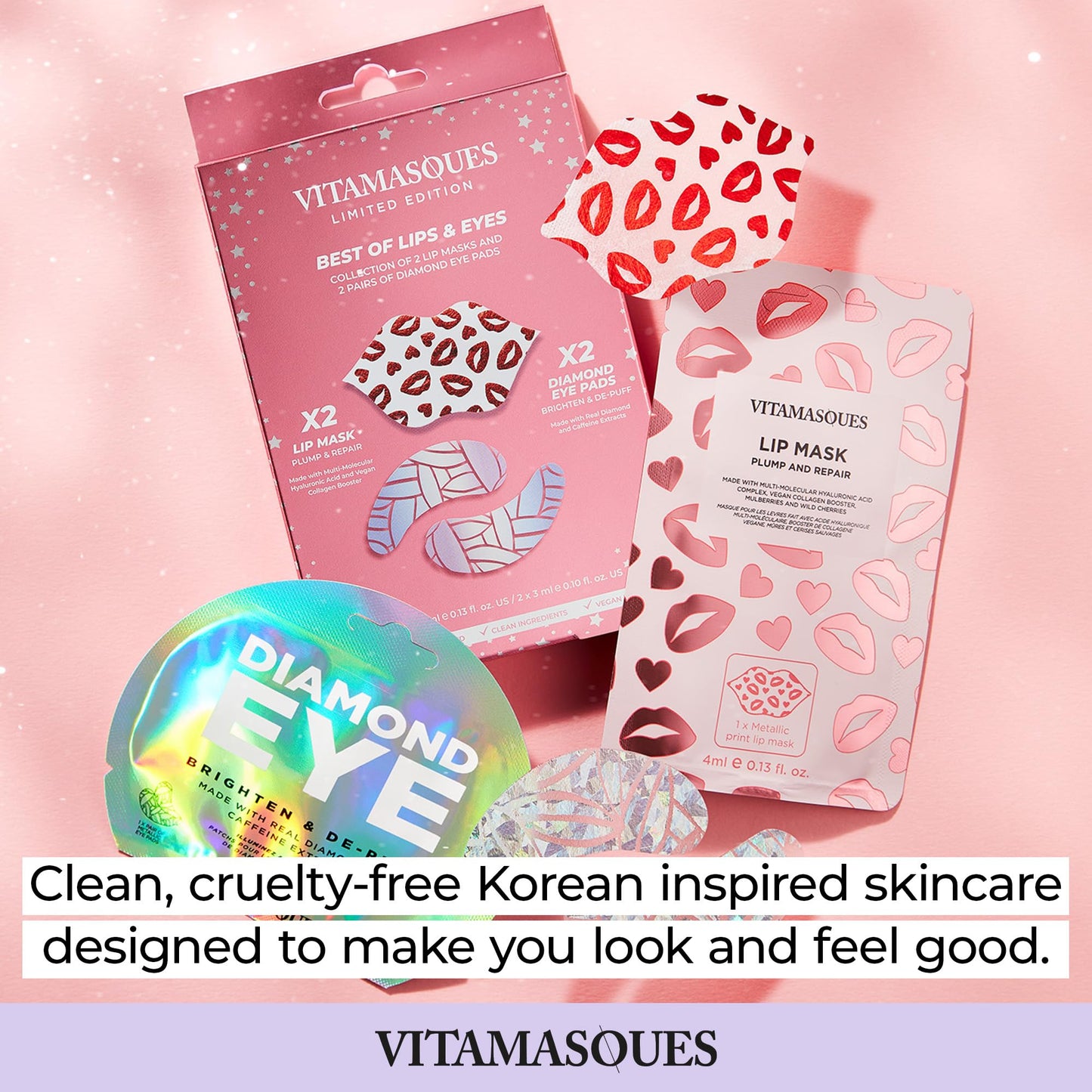 Vitamasques Under Eye Patches & Lip Mask Sheets, Best of Eyes & Lips Set - Eye Patches for Puffy Eyes - Under Eye Masks for Dark Circles and Puffiness - Mothers Day Gifts for Mom, Gift for Wife