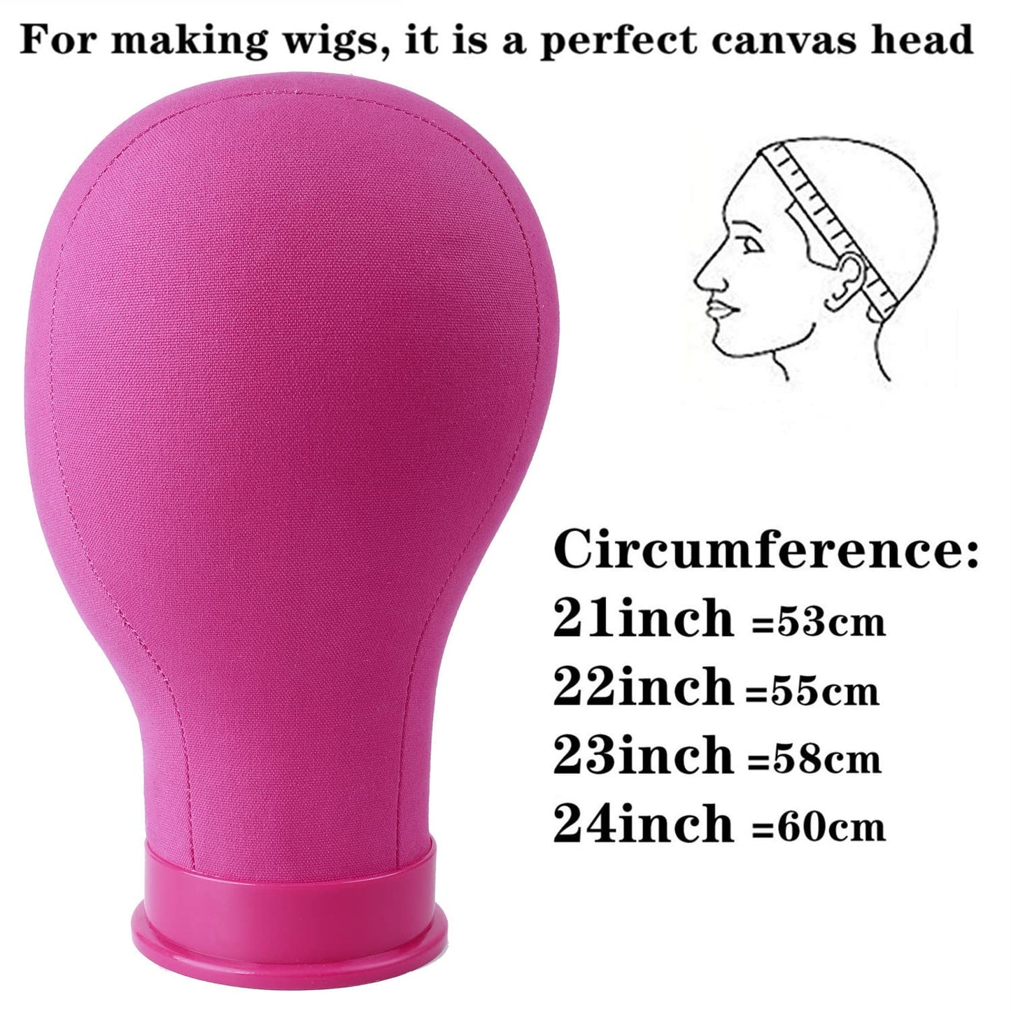 24 Inch Canvas Block Head Pink Wig Head with Wig Stand Tripod Mannequin Head Stand for Wigs Trimming Making Display.(24inch Pink)