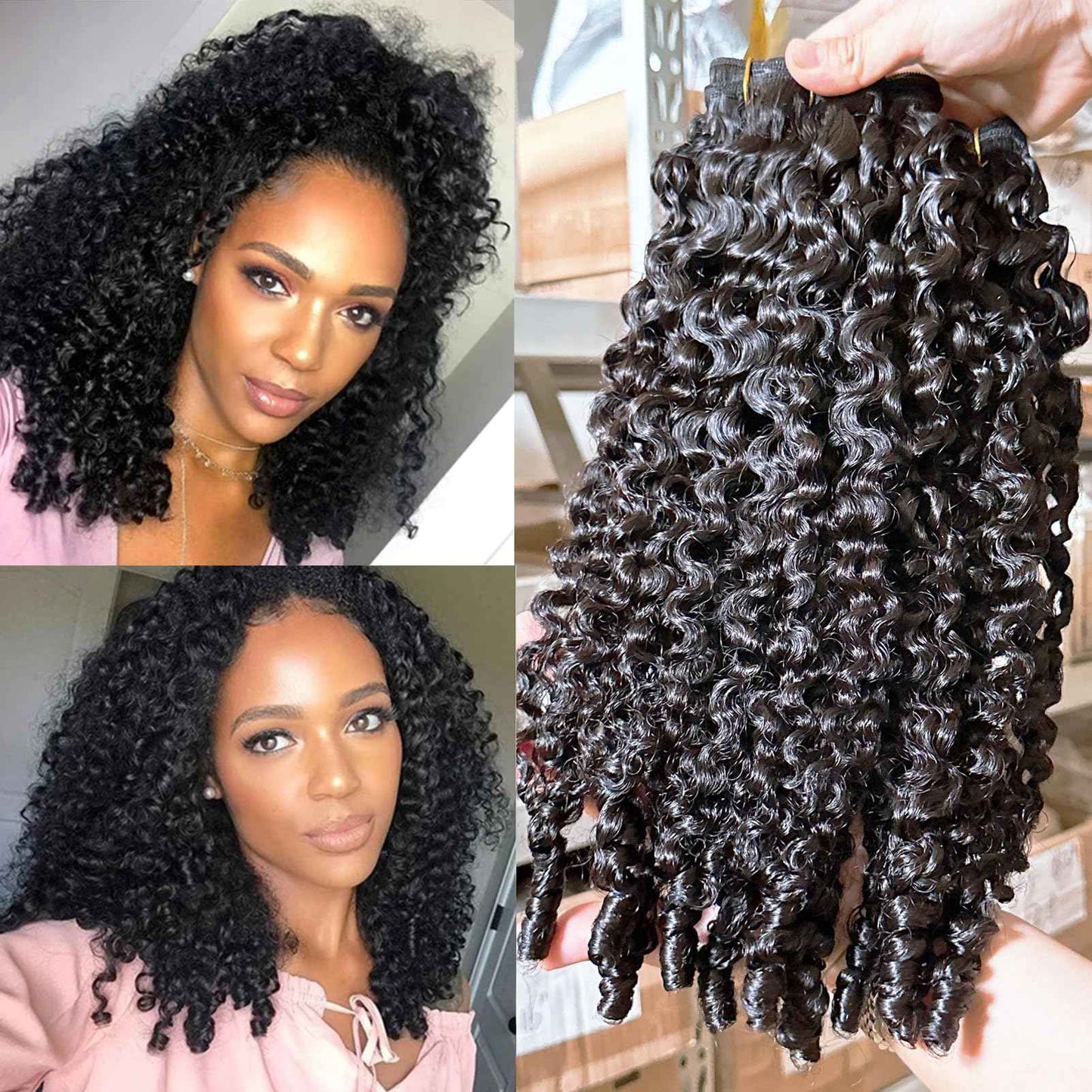 YMS 3C4A Burmese Curly Human Hair Bundles 12 Inch One Curly Bundle Unprocessed Burmese Raw Hair Extension Real Human Hair 16A Natural Color Spiral Curly End Human Hair Weft Extensions