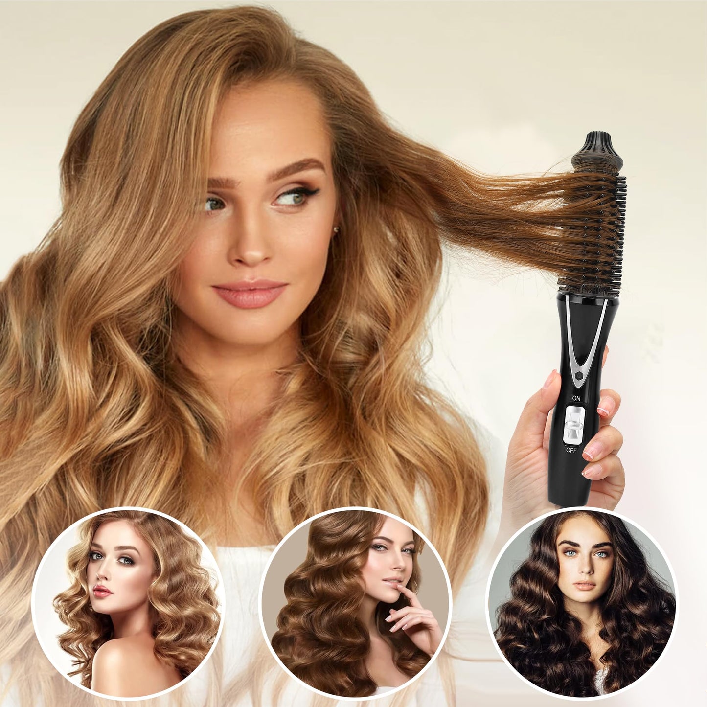 Curling Iron Brush, Mini Curling Iron 1 Inch Ceramic Tourmaline Ionic Hot Curler Brush, Professional Anti-Scald Instant Heat Up Curling Wands, Anti-Frizz Electric Wand for All