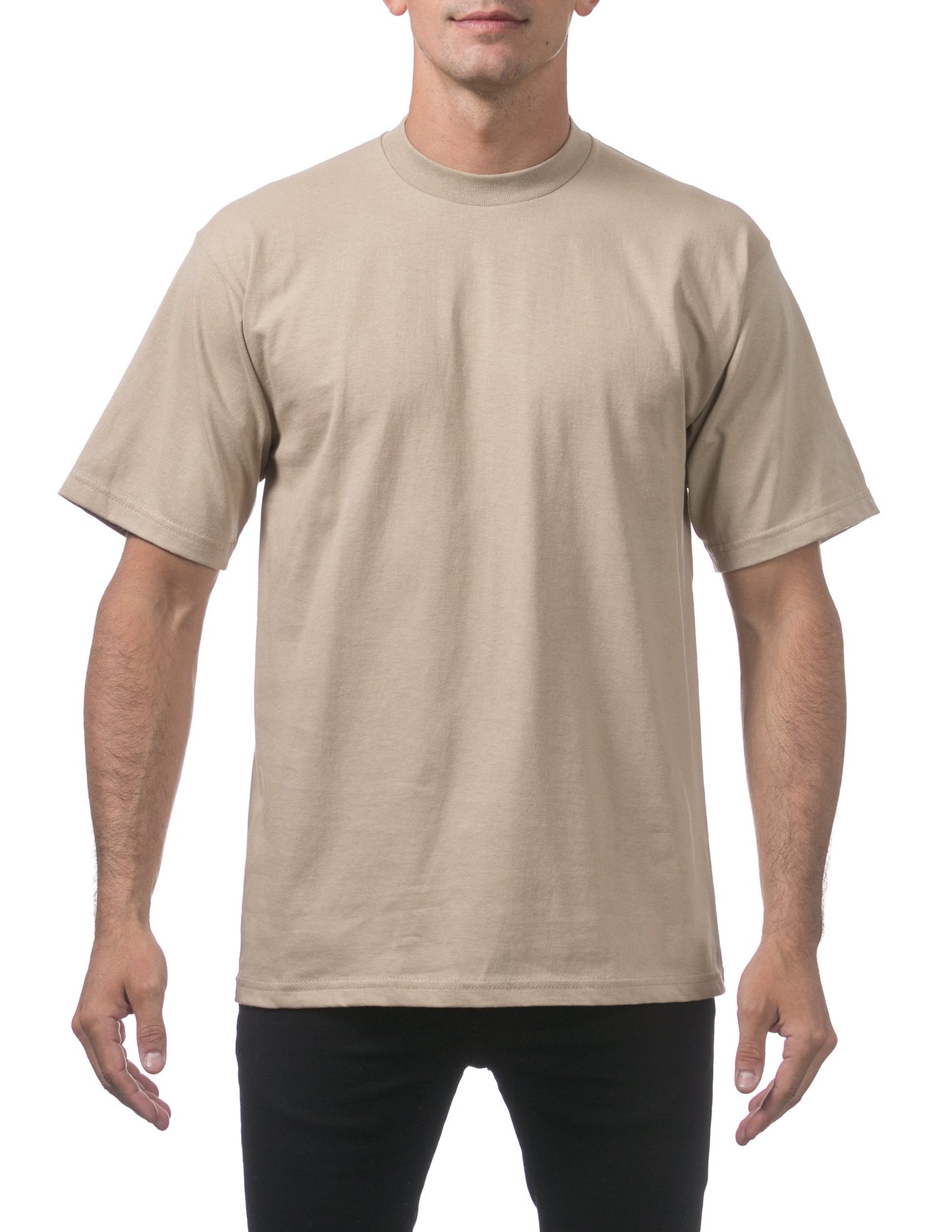 Pro Club Men's Heavyweight Cotton Short Sleeve Crew Neck T-Shirt, Khaki, Small