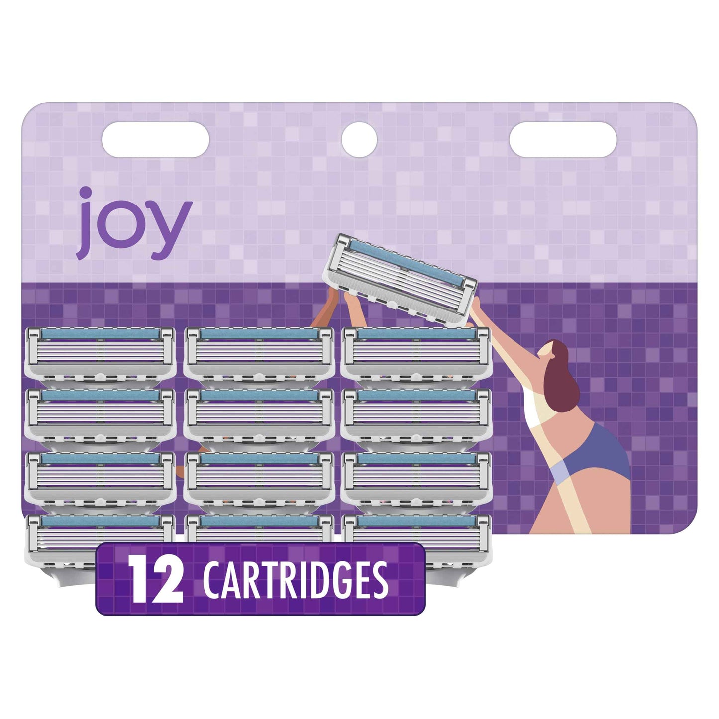 joy Womens Razor Blade Refills, 12 Count, Purple, Lubrastrip to Help Avoid Skin Irritation