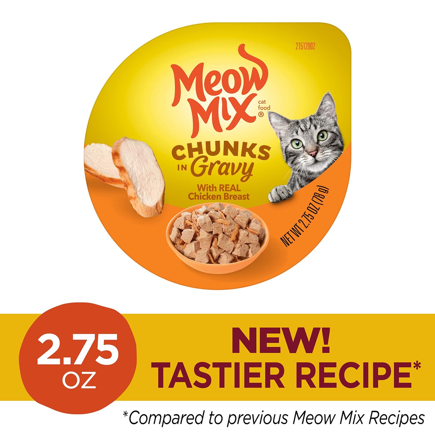 Meow Mix Chunks in Gravy Wet Cat Food, Chicken Breast, 2.75 Ounce (Pack of 12)