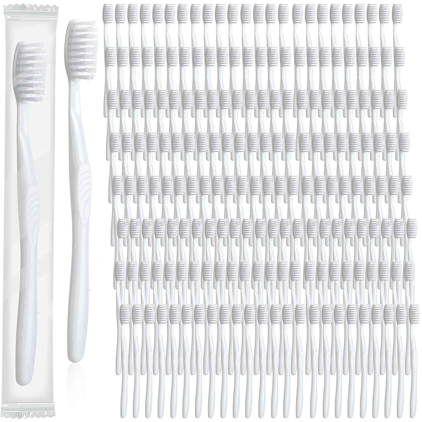 Tessco 500 Pcs Disposable Toothbrushes Individually Wrapped Soft Bristle Tooth Brush Set Travel Toothbrushes Bulk for Adults Oral Hygiene Dental Care Camping Guestroom Hotel(White)