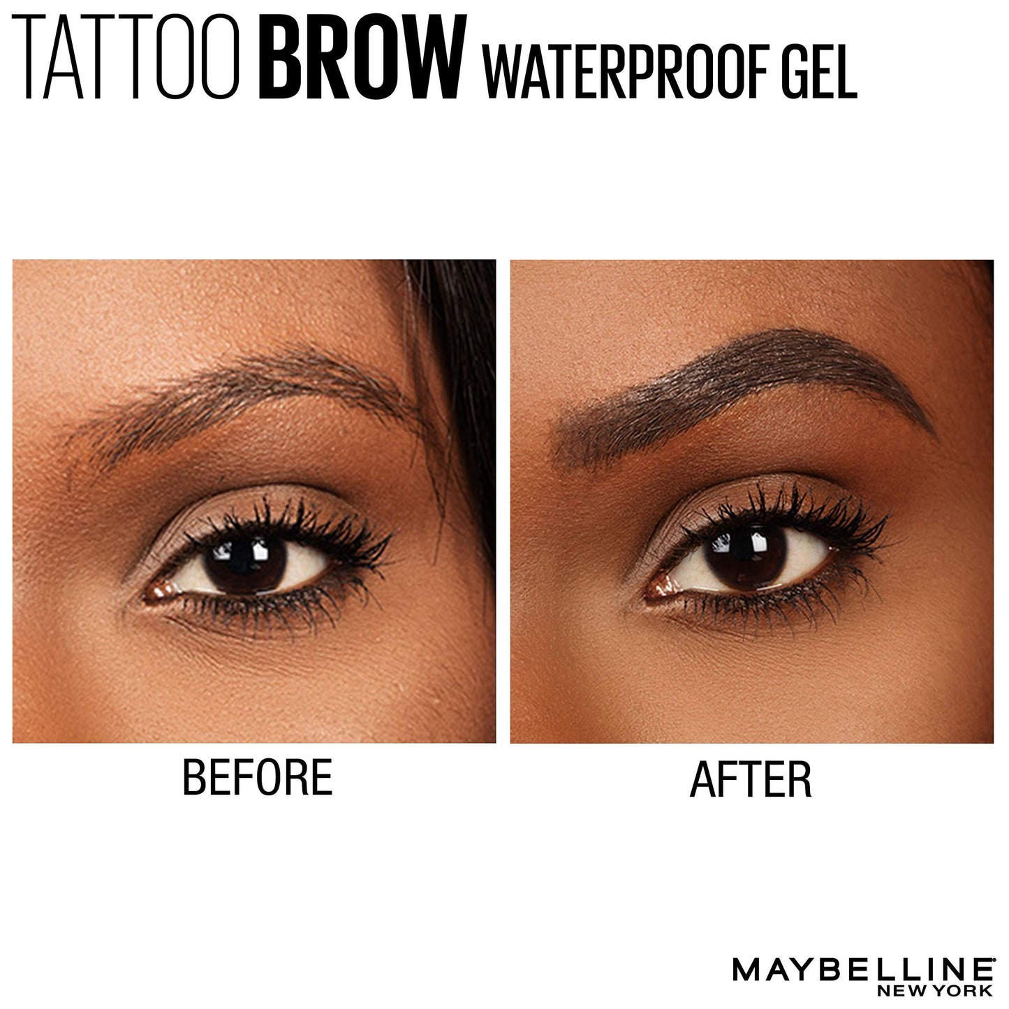 Maybelline TattooStudio Longwear Waterproof Eyebrow Gel Makeup for Fully Defined Brows, Spoolie Applicator Included, Lasts Up To 2 Days, Warm Brown, 0.23 Fl Oz (Pack of 1)