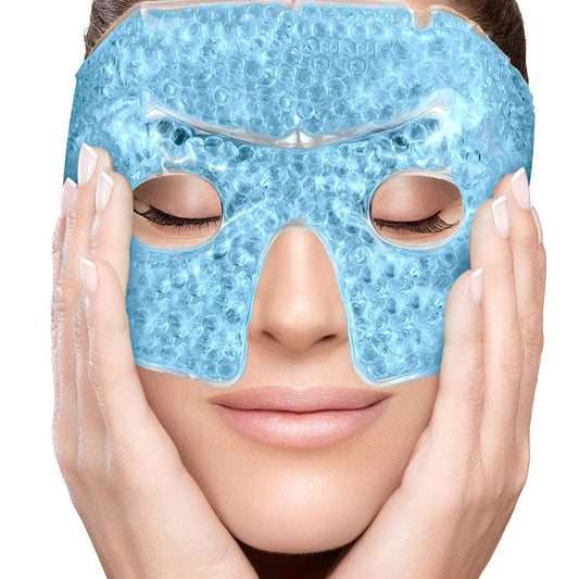 Perfecore Eye Mask Get Rid of Puffy Eyes Migraine Relief, Sleeping, Travel Therapeutic Hot Cold Compress Pack with Cover Gel Beads, Spa Therapy Wrap for Sinus Pressure Face Puffiness Headaches Blue