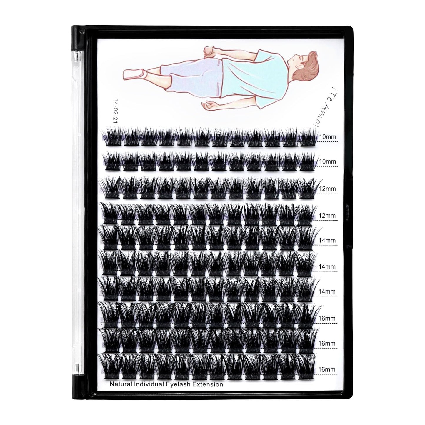 Dedila Large Tray-Grafted mixed 10-12-14-16mm Wide Stem Individual False Eyelashes120 Clusters D Curl Volume Eye Lashes Extensions +2 in 1 Bond&Seal+ 1pcs Tweezer (Lash Kit-mixed10-12-14-16mm)