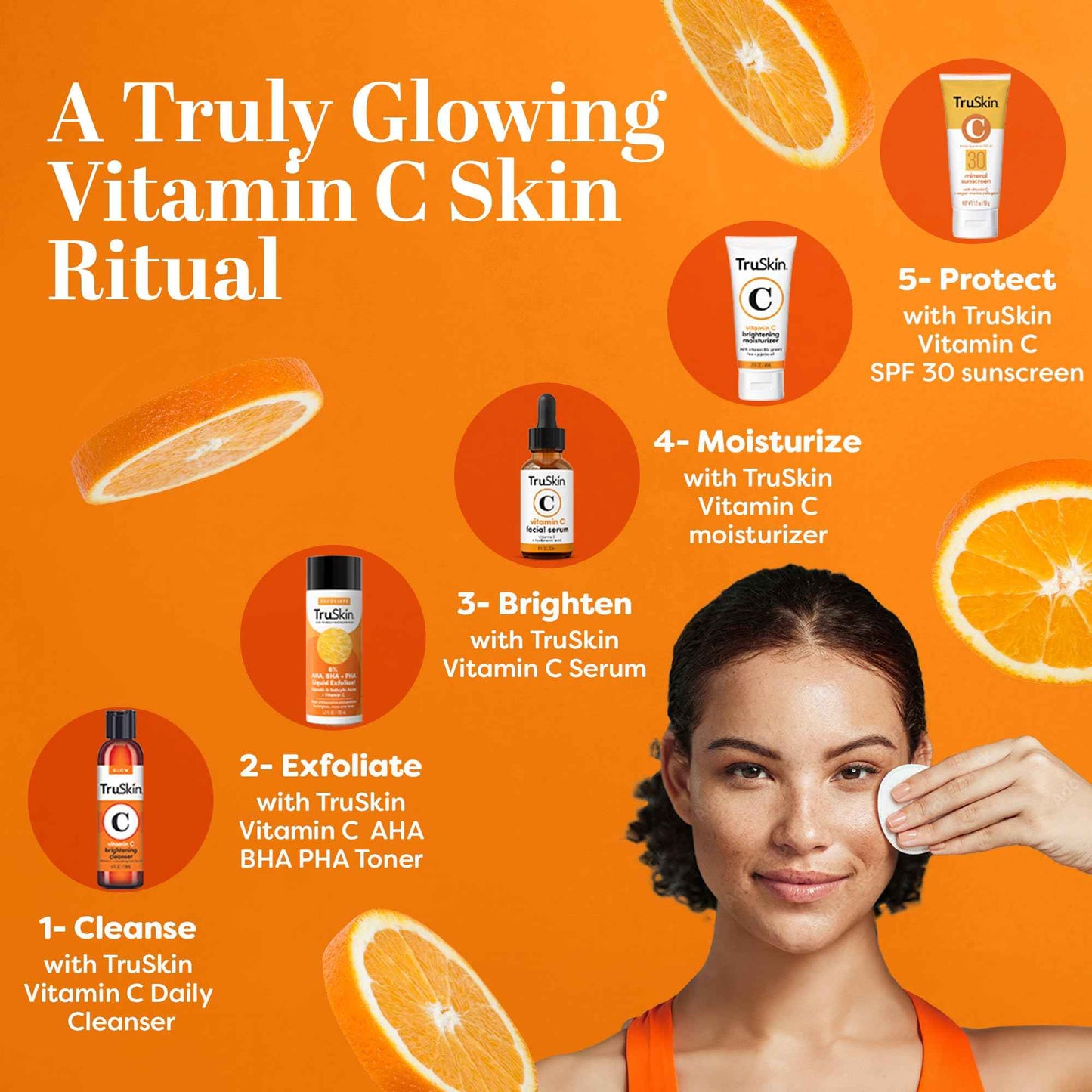 TruSkin Vitamin C Serum & Liquid Exfoliant Duo – Vitamin C Face Serum 1oz & AHA, BHA, PHA Liquid Exfoliant 4.2oz for Brighter, Smoother Skin