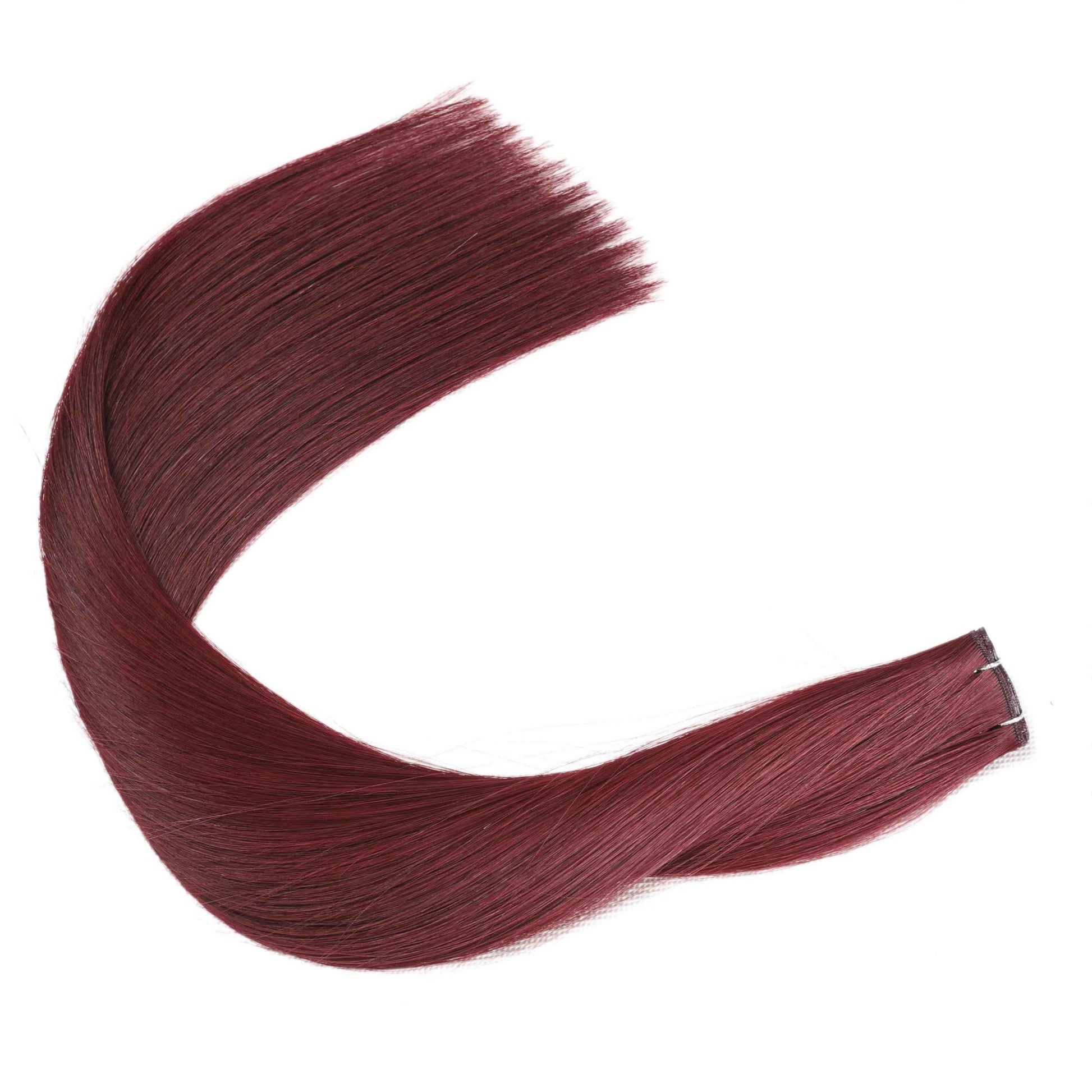QingChang Genius Weft Hair Extensions human hair for Salon Professionals, Cuticle Intact One Donor Hair, New Hand Tied Weft Sew in Hair Extensions, #99J Burgundy 14" 40g