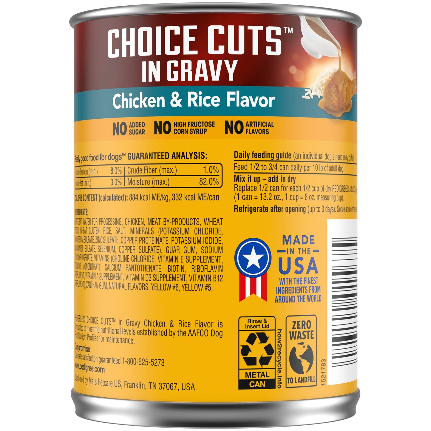 PEDIGREE CHOICE CUTS IN GRAVY Adult Canned Soft Wet Dog Food, Chicken & Rice Flavor, 13.2 oz. Cans (Pack of 12)