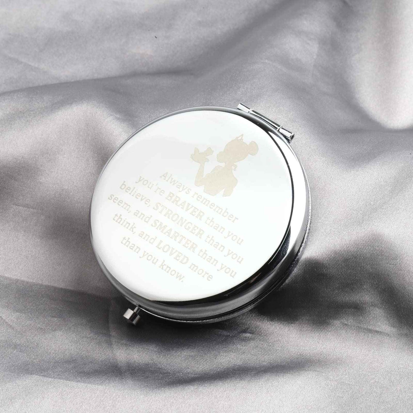 MYOSPARK Frog Inspired Gift Princess Fans Gift Princess Compact Makeup Mirror Jewelry Frog Lover Gift Fandom Gift (P-Frog Mirror-Silver)