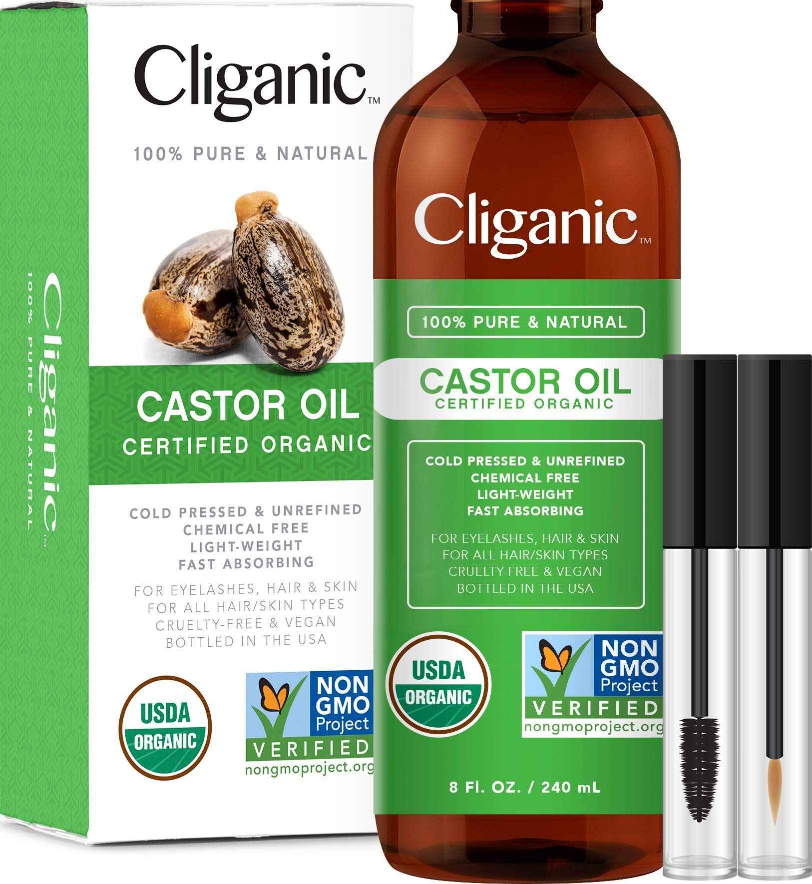 Cliganic Organic Carrier Oils Quad: Castor, Jojoba, Argan & Rosehip