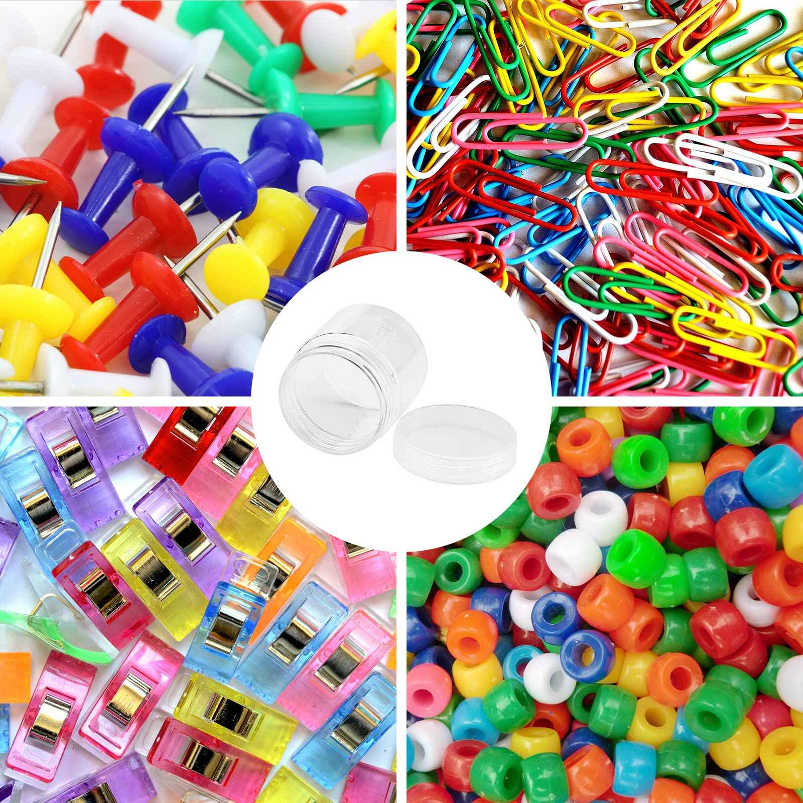 MUKLEI 70 PCS 2oz Clear Plastic Bead Containers, Round Bead Containers with Lids, Mini Sample Container for Lotions, Beads, Candies, Spice