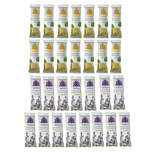 GBM Asheva - 8" x 9" Individually Wrapped Moist Cotton Hot/Cold Refreshment Towel (Variety (Lemon/Lavender), 25 Pack)