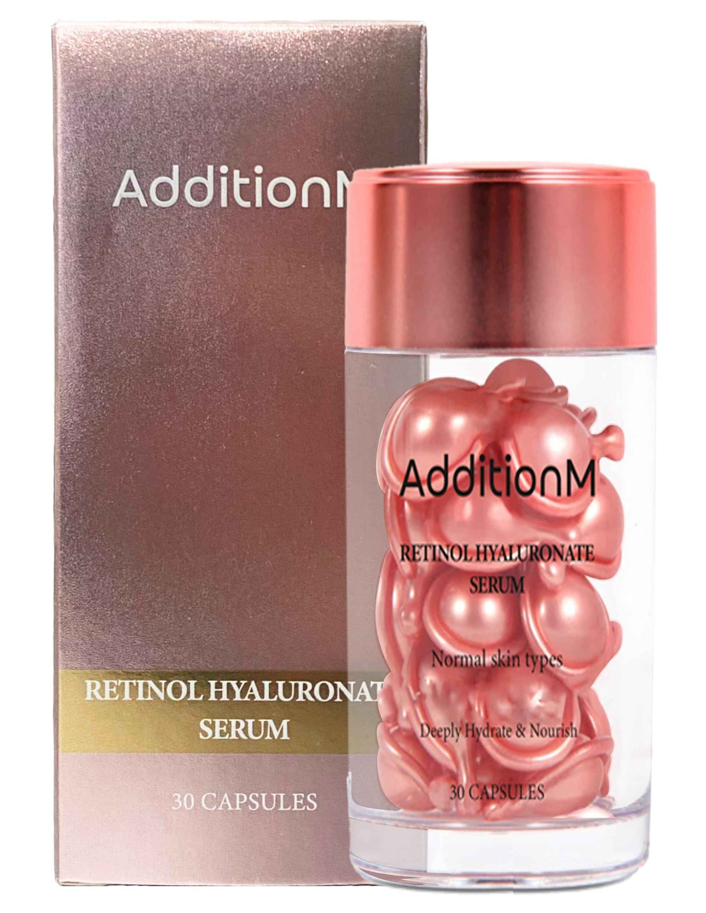 Retinol-Hyaluronate Serum Capsules (30 pcs) by AdditionM, Fine Lines, Wrinkles & Dark Spots - Fragrance-Free, Deeply Hydrating