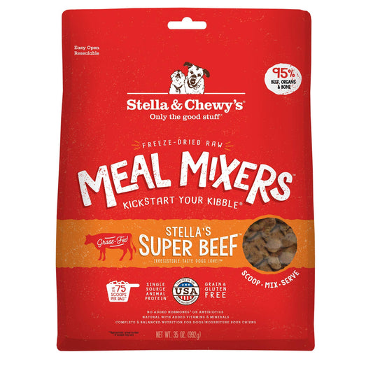 Stella & Chewy's Freeze Dried Raw Super Beef Meal Mixer – Dog Food Topper for Small & Large Breeds – Grain Free, Protein Rich Recipe – 35 oz Bag