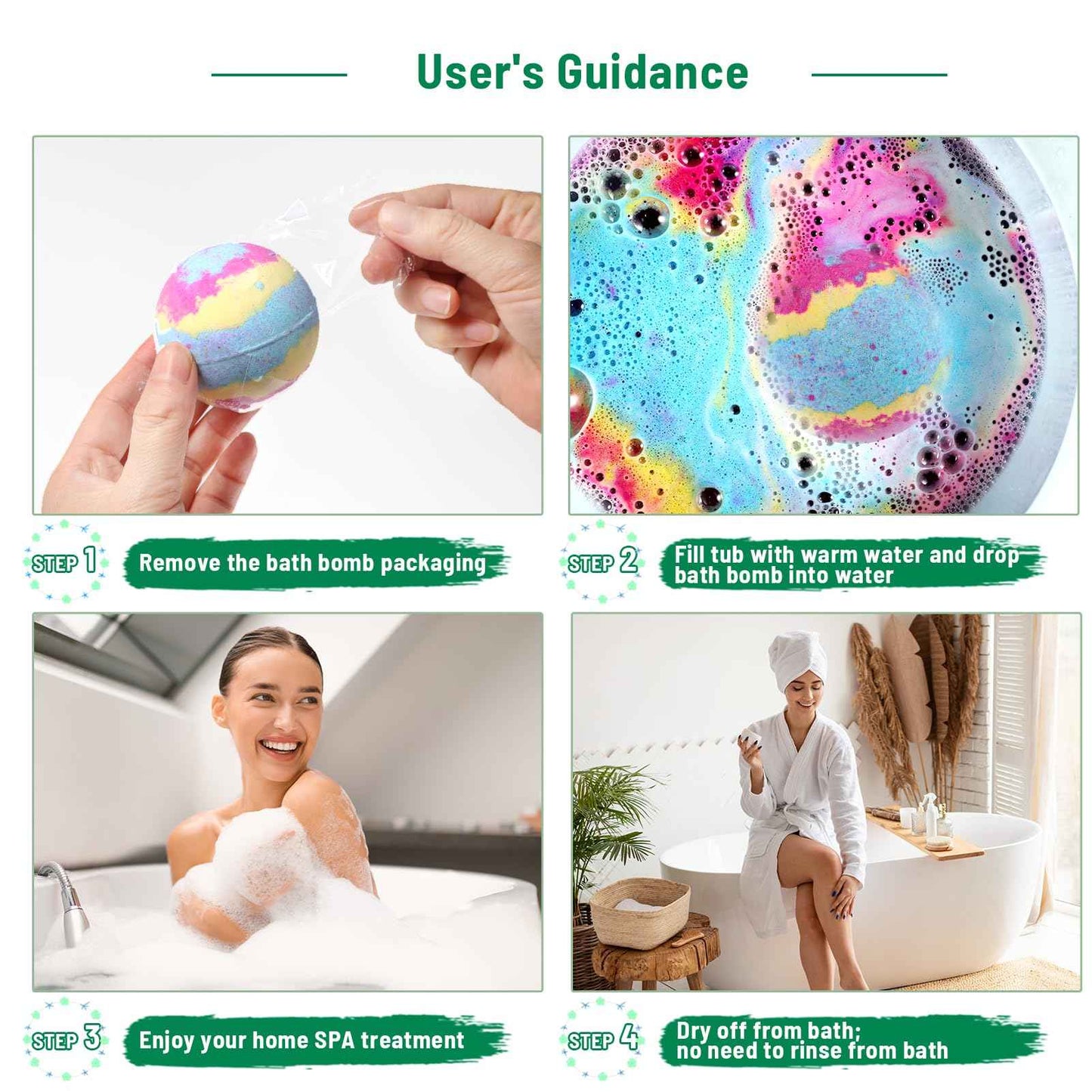 Leafgift Bath Bombs Gift Set, 12pcs Handmade Bath Fizzies with Natural Sea Salt Cocoa & Shea Butter, Perfect for Bubble Bath Spa, Moisturizing Dry Skin, Stress Relief, Best Gift for Women, Men