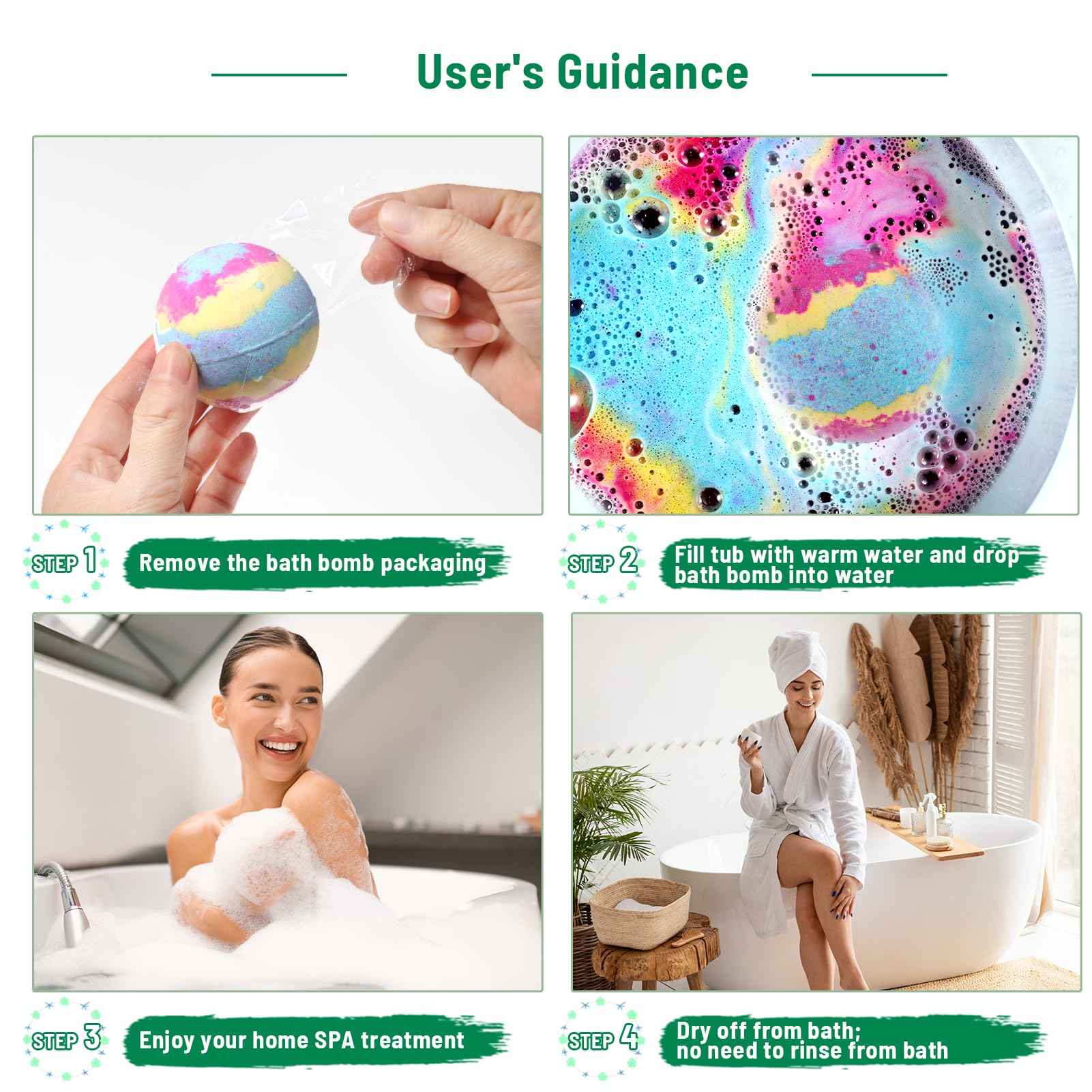 Leafgift Bath Bombs Gift Set, 12pcs Handmade Bath Fizzies with Natural Sea Salt Cocoa & Shea Butter, Perfect for Bubble Bath Spa, Moisturizing Dry Skin, Stress Relief, Best Gift for Women, Men