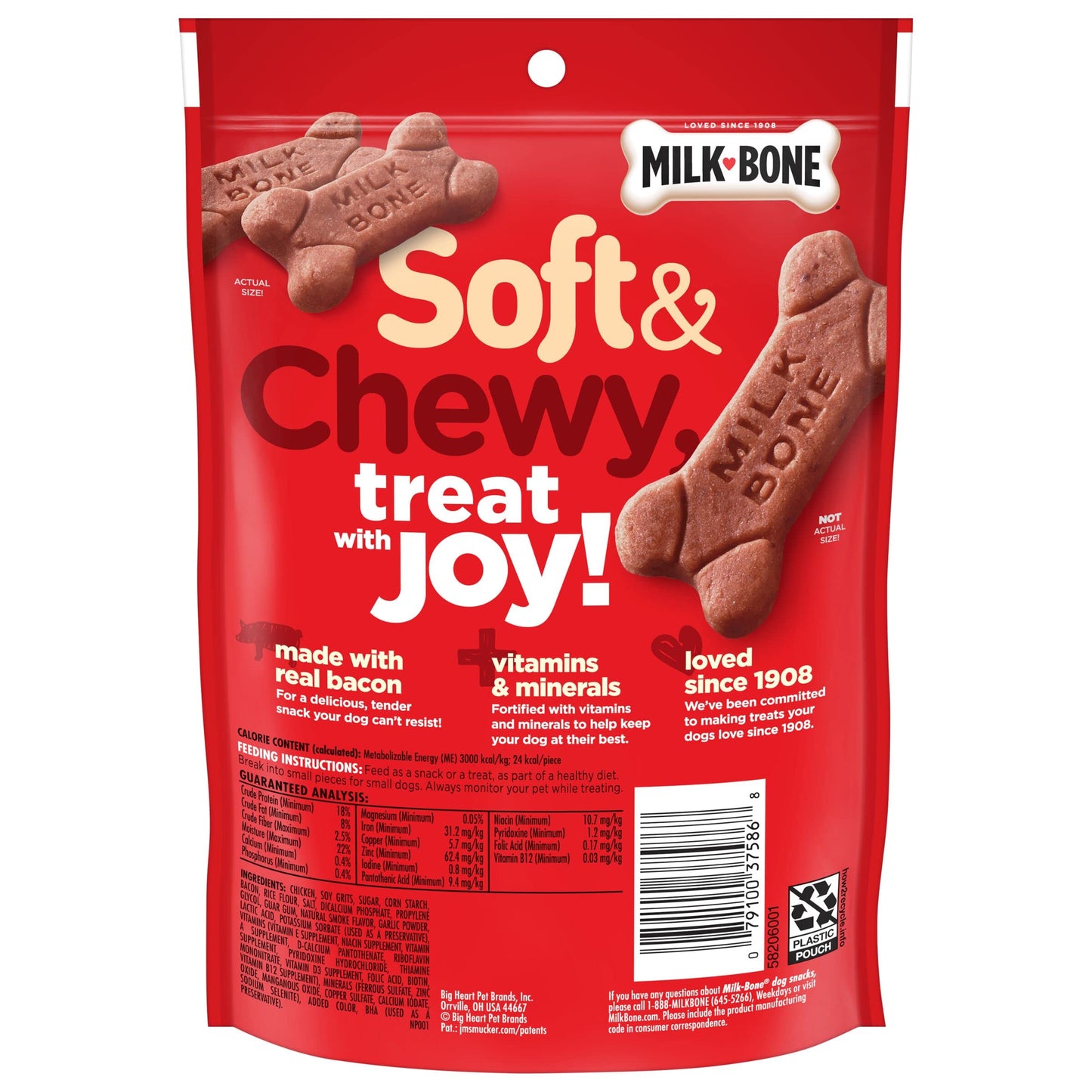 Milk-Bone Soft & Chewy Dog Treats, Bacon Recipe, 5.6 Ounce (Pack of 10), Made with Real Bacon