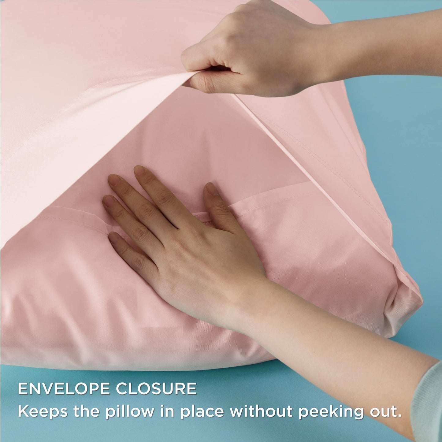 Bedsure Cooling Pillow Cases Standard Size Set of 2, Rayon Derived from Bamboo Cooling Pillowcase for Hot Sleepers, Soft & Breathable Pillow Covers with Envelope Closure, Gifts, Pink, 20x26 Inches