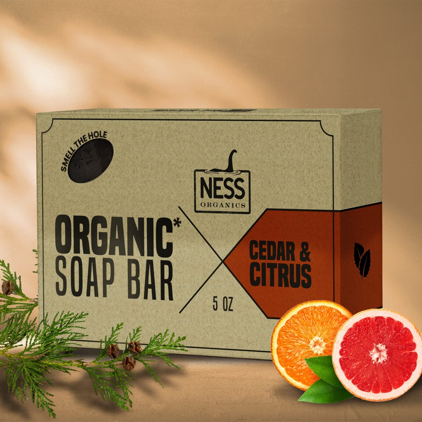 Ness Mens Soap Bar - Cedar & Citrus Scent, Natural Soap For Men With Organic Ingredients, Mens Bar Soap With Essential Oils, Moisturizing Bar Soap For Men, Handmade In The USA, Cruelty Free, Vegan