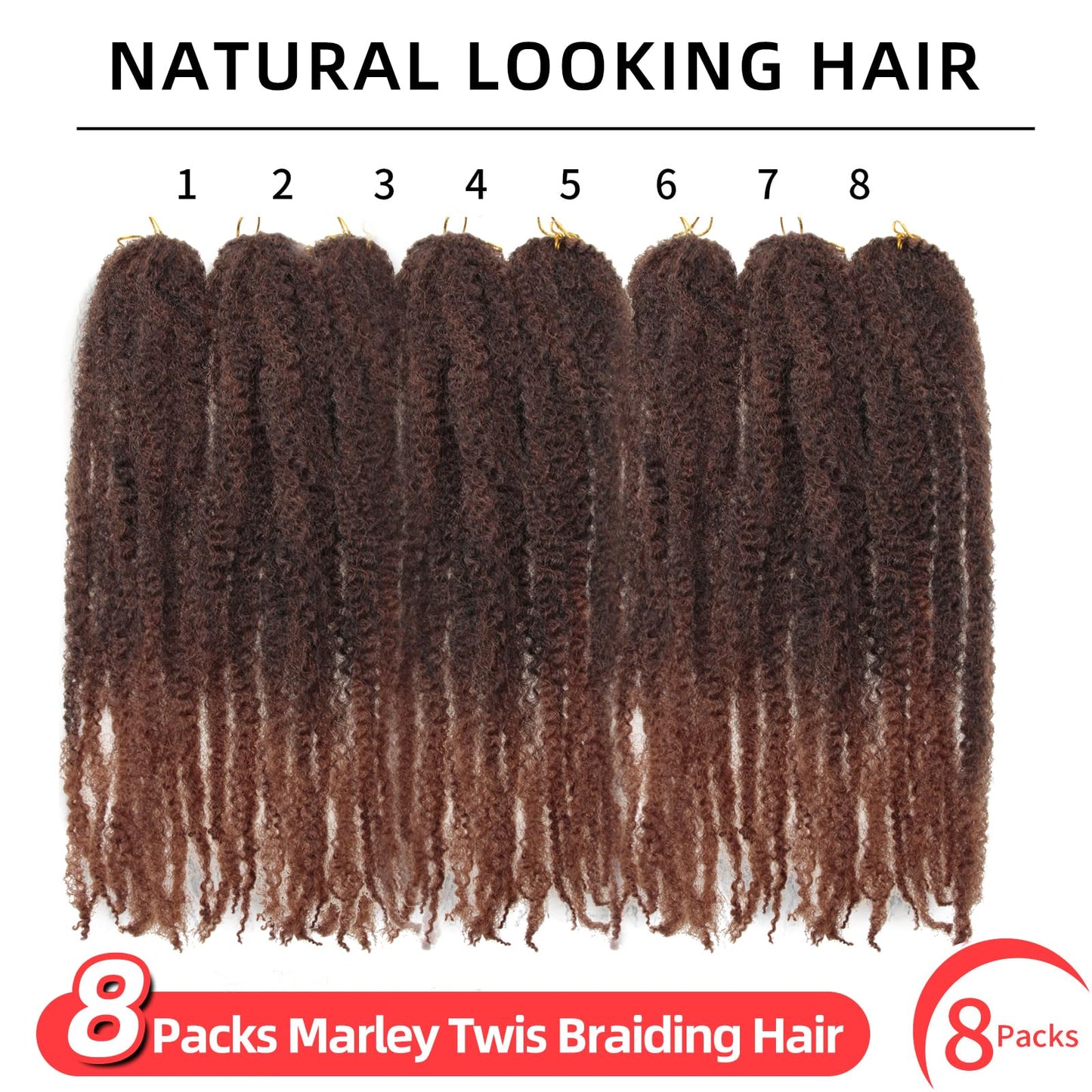 Marley Twist Braiding Hair 18 Inch Marley Twist Hair 3 Packs Cuban Twist Hair Afro Kinky CuRLY Crochet Hair Synthetic Marley Hair Extensions (18 Inch(Pack of 3),T1B/30)