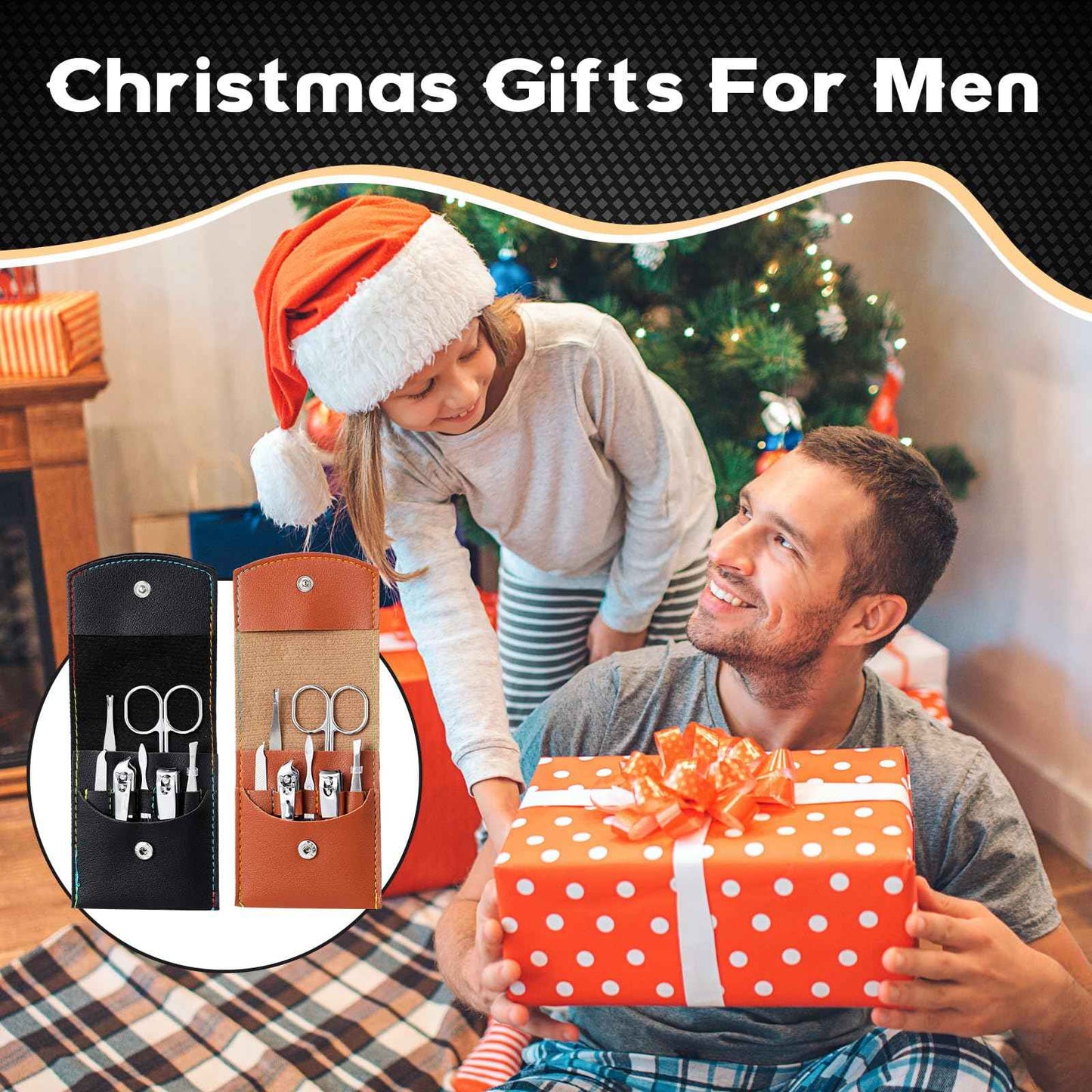 Huquary 6 Sets Christmas Gifts for Men Gifts Bulk Nail Clipper Multitool Pens Leather Wallet Keychain Party Favor